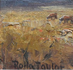 "CATTLE LANDSCAPE" TEXAS HILLCOUNTRY, FRAMED 28.5 X 34.5
