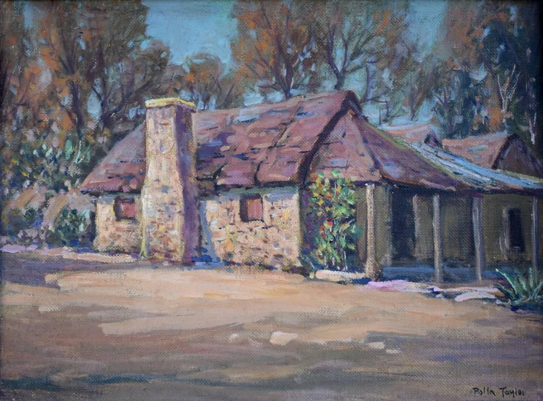 Rolla Taylor Landscape Painting - "The Studio"  To General Waitt   Early San Antonio Texas Shack