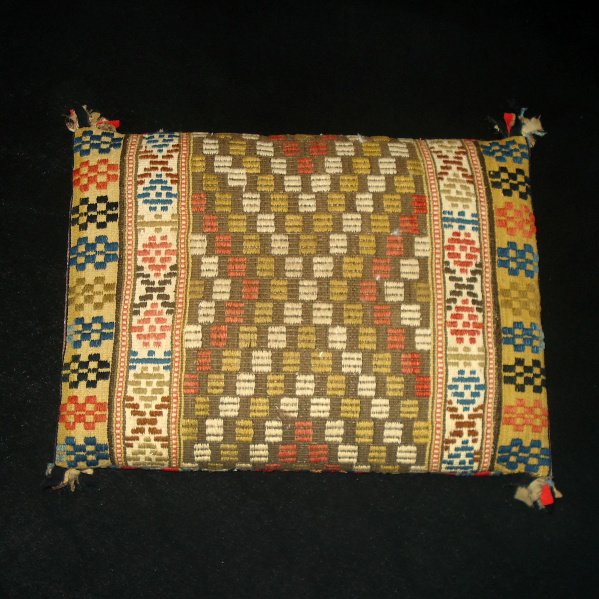Wool Rollakan Pillow, Hand-Woven Pillow, Sweden, 19th Century For Sale
