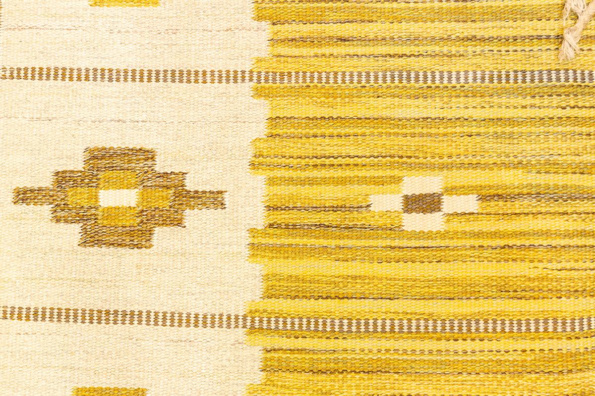 Rollakan Teppich Schwedisch Beige Bordüre (20. Jahrhundert) im Angebot