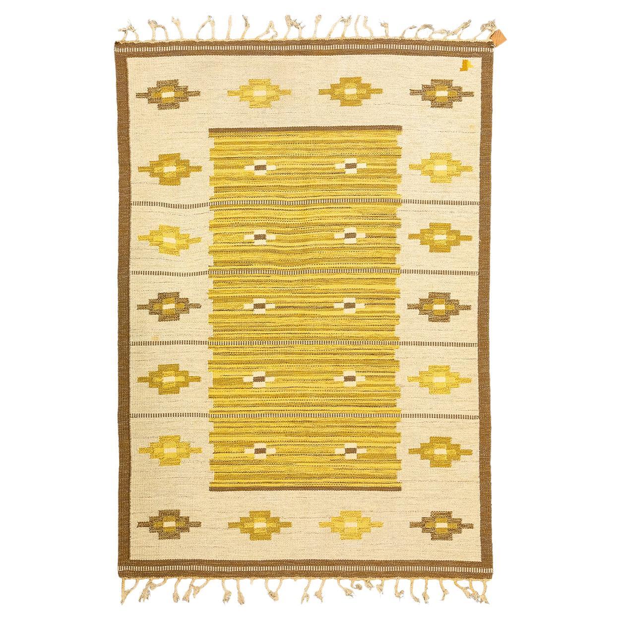 Rollakan Rug Swedish Beige Border For Sale