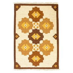 Rollakan-Teppich Schwedischer Flachgewebe Geometrisches Design Beige Farbgebung 