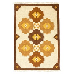 Vintage Scandinavian Rug Rollakan Beige Field Color