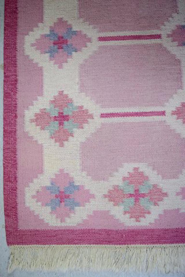 Scandinavian Modern Röllakan, Swedish Design, 1960s, Pink Carpet