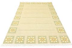 Scandinavian Rug Flat-weave Beige&Sage Green Color