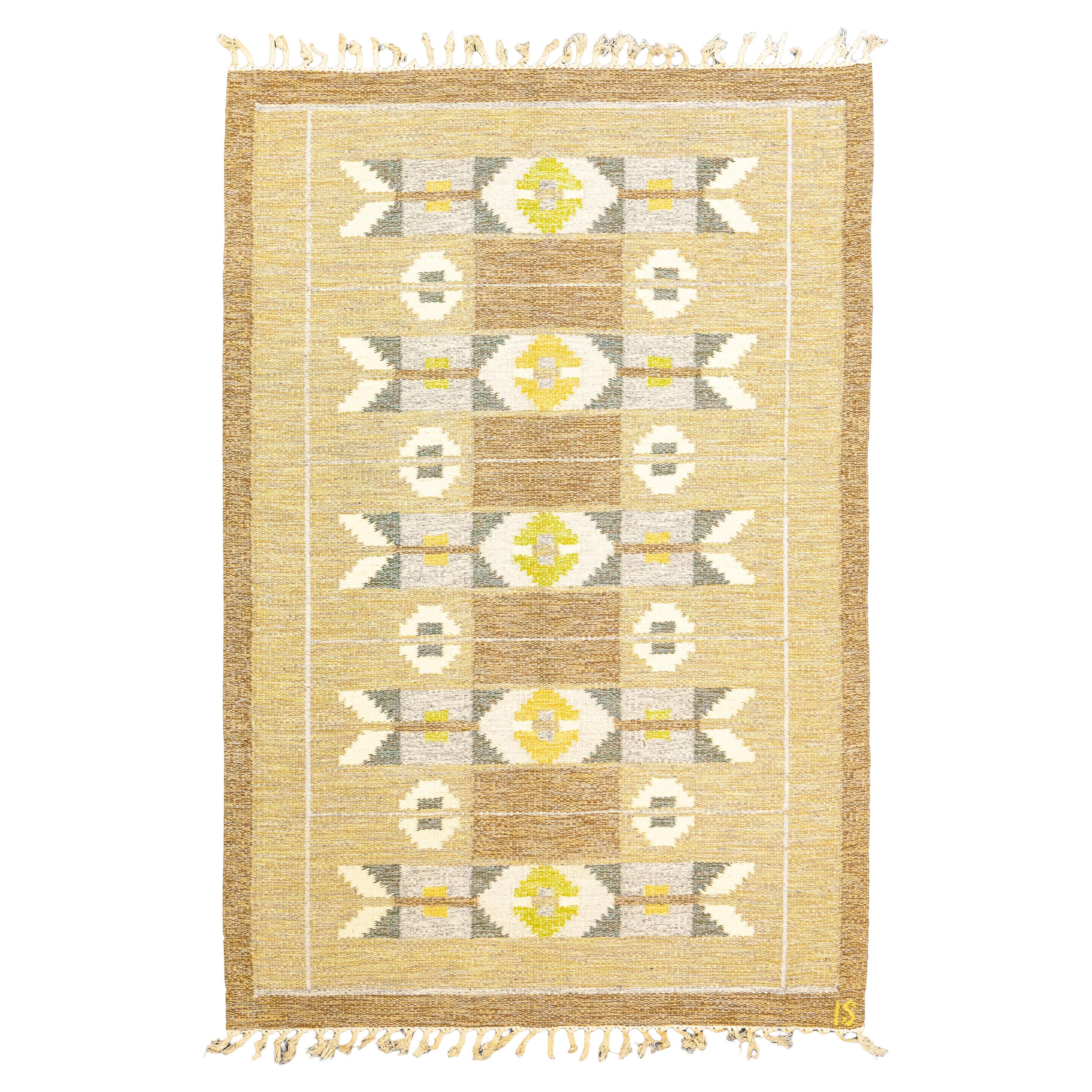 Swedish Rug Rollakan Earthy Tones For Sale