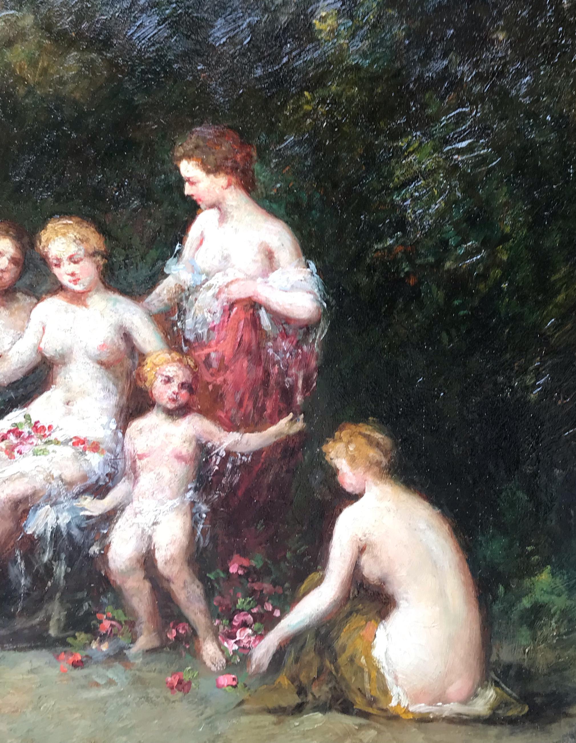 Nymphes et chérubins dans le parc en vente 5