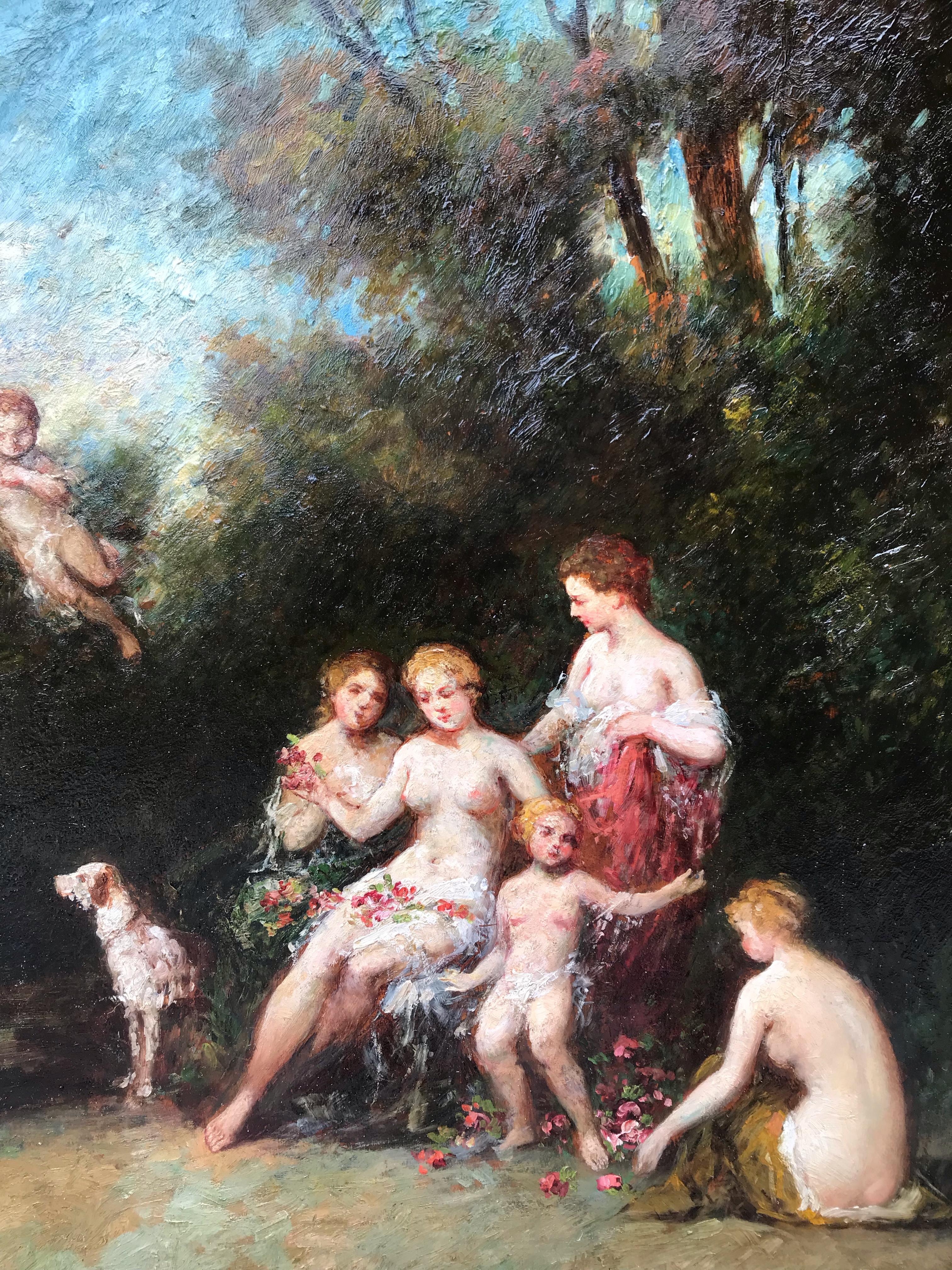 Nymphes et chérubins dans le parc en vente 4