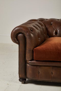 Rolled Arm Leather Chesterfield Sofa