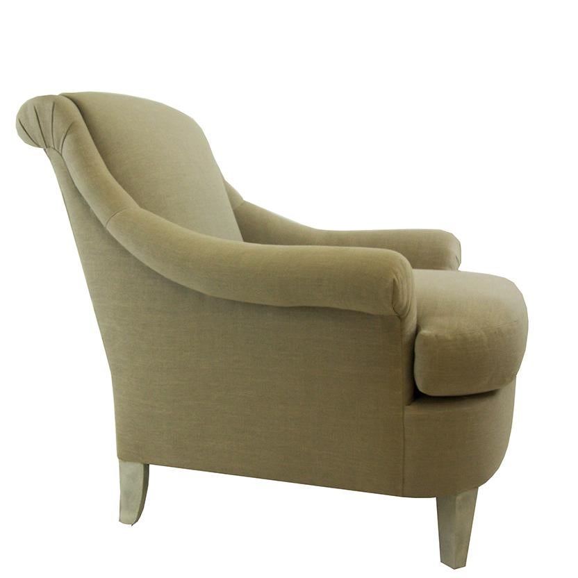 Our Juliana chair has a Classic traditional shape with rolled arms, tight back and a deep seat. The chair is framed in maple and birch. 

Price does not include fabric. Fabric shown is for image only.

Outside measurements: 
36in H x 36in W x