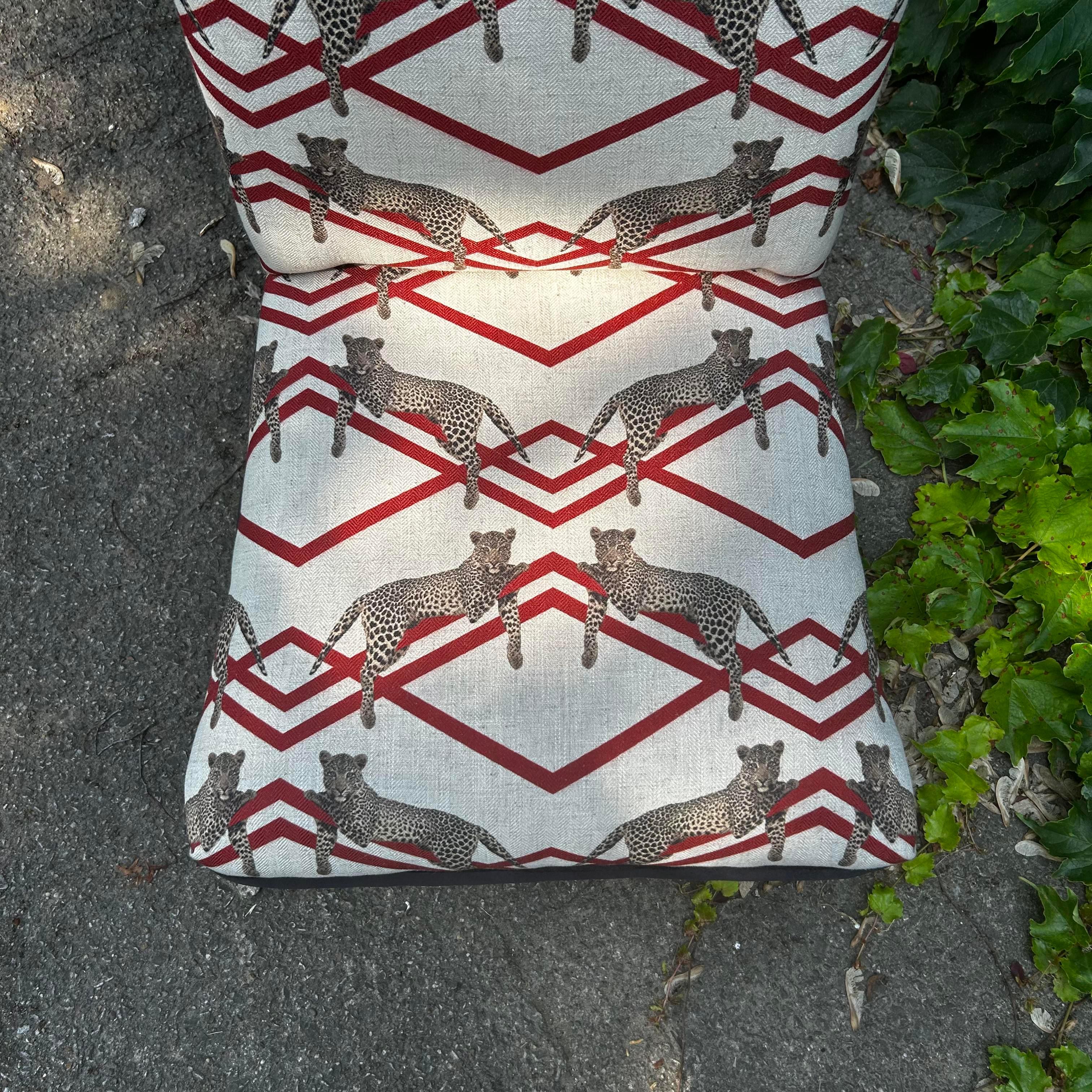 Unknown Rolled Back Slipper Chair - Animal and Geometric Print For Sale