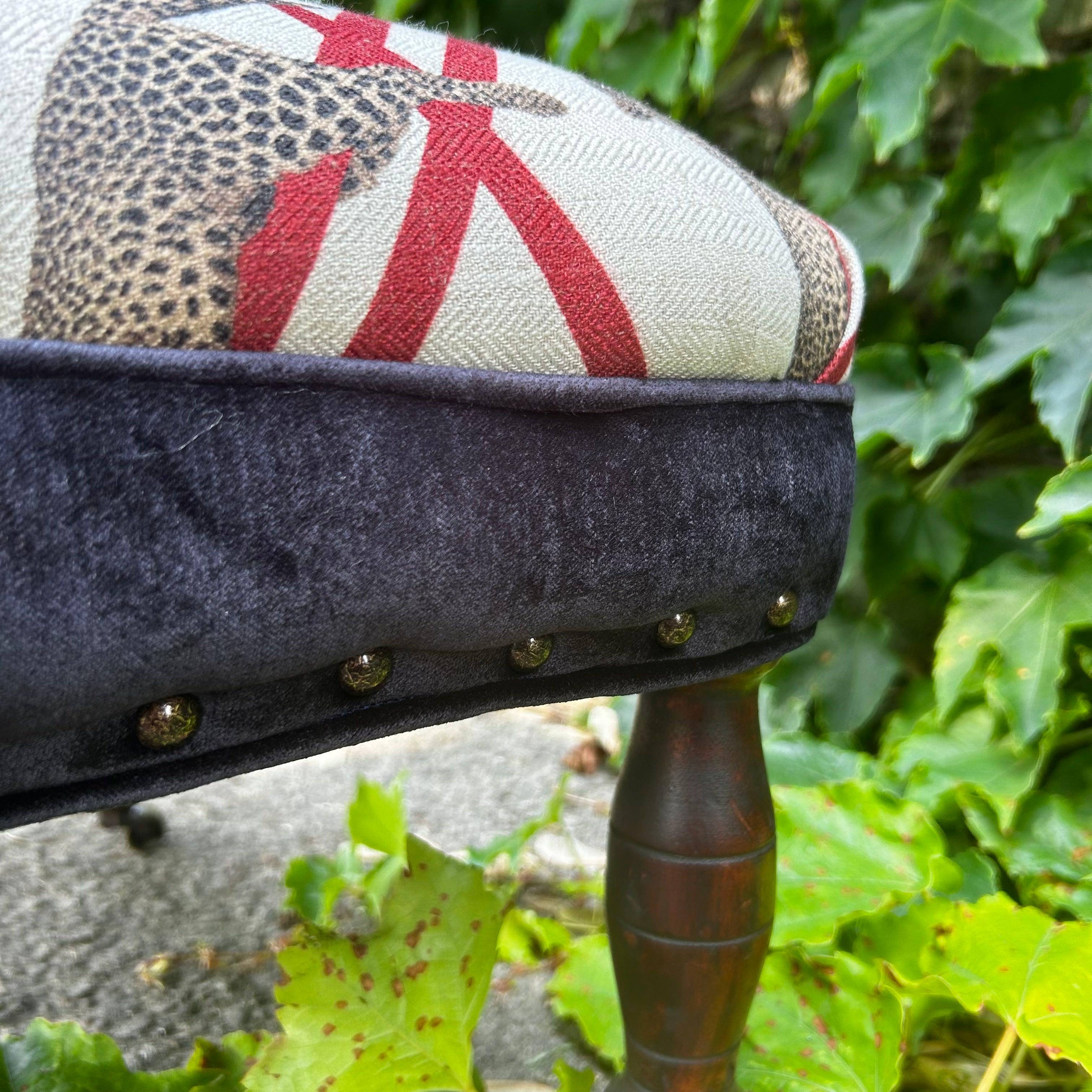 Rolled Back Slipper Chair - Animal and Geometric Print For Sale 1