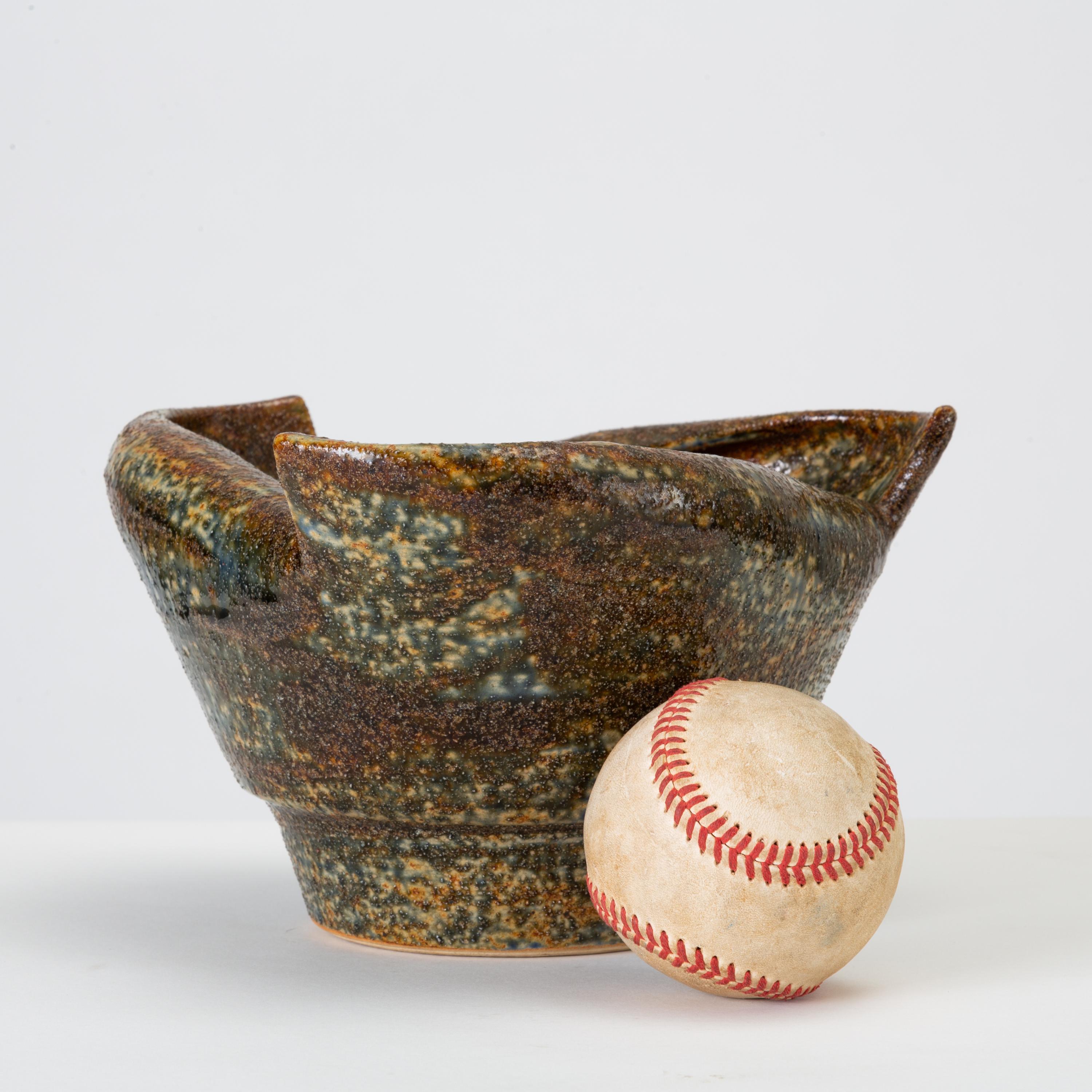 Mid-Century Modern Rolled-Edge Ceramic Bowl