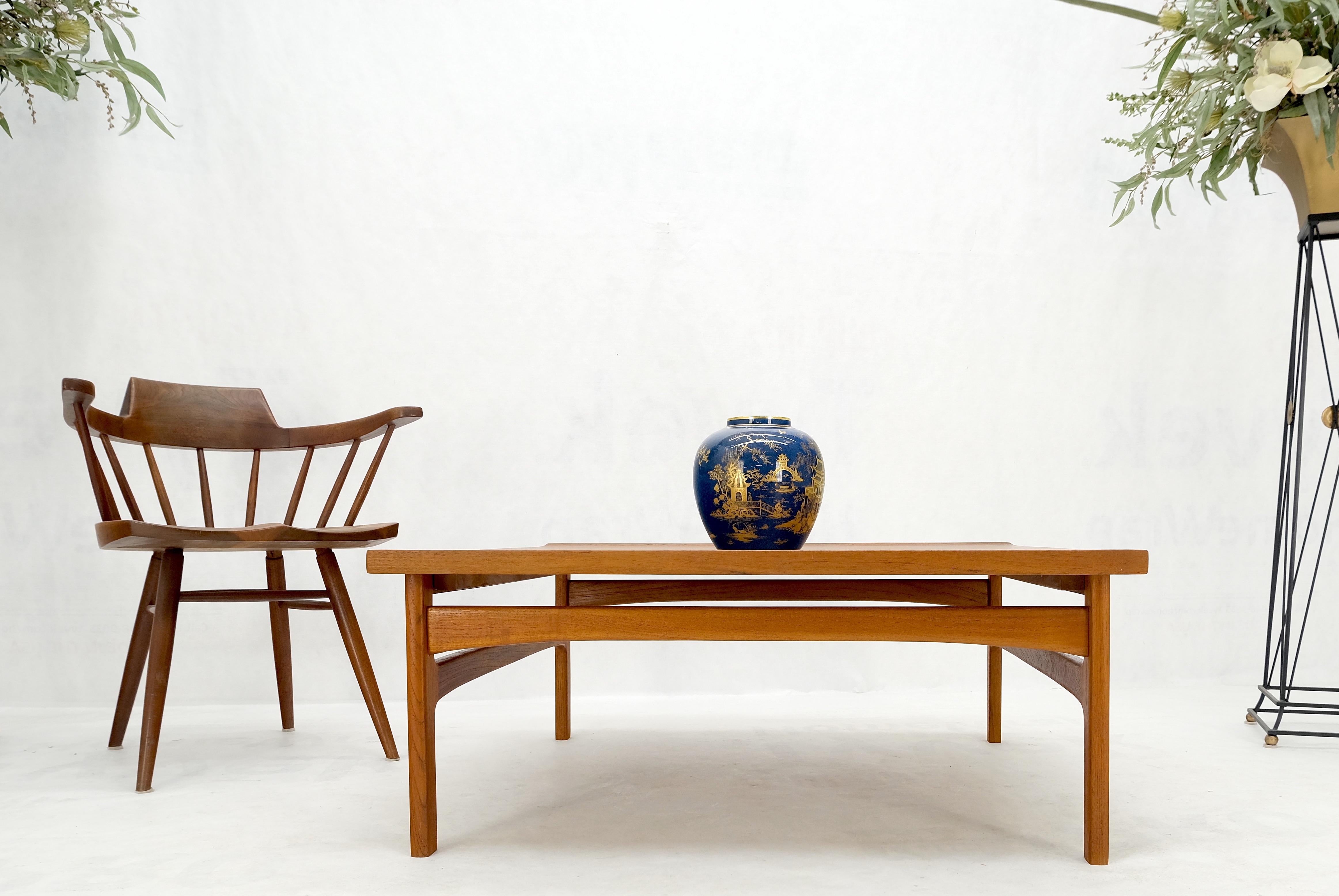 Rolled Edge Solid Teak Top Square Danish Mid-Century Modern Coffee Table Mint! For Sale 6