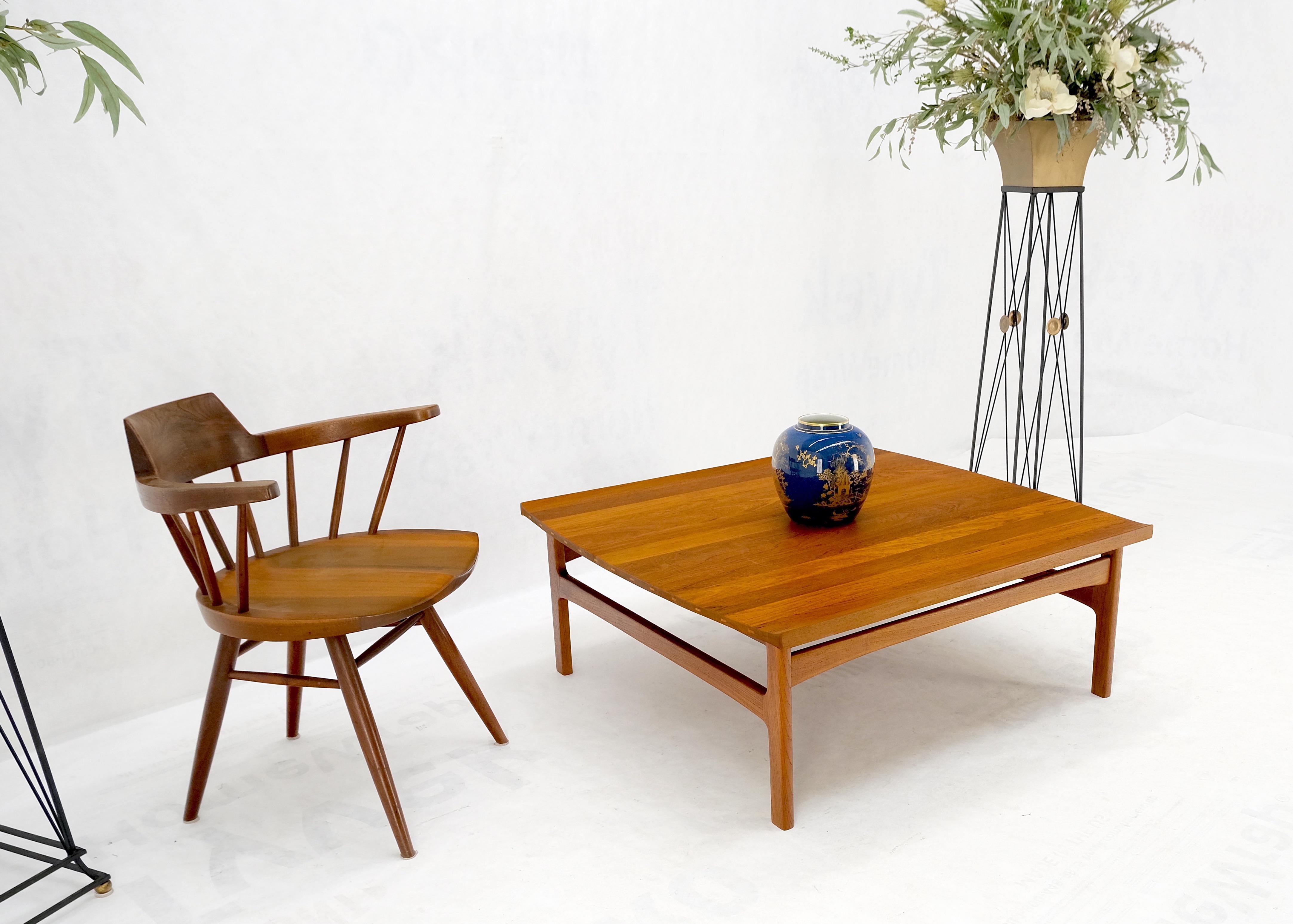 Rolled Edge Solid Teak Top Square Danish Mid-Century Modern Coffee Table Mint! For Sale 8