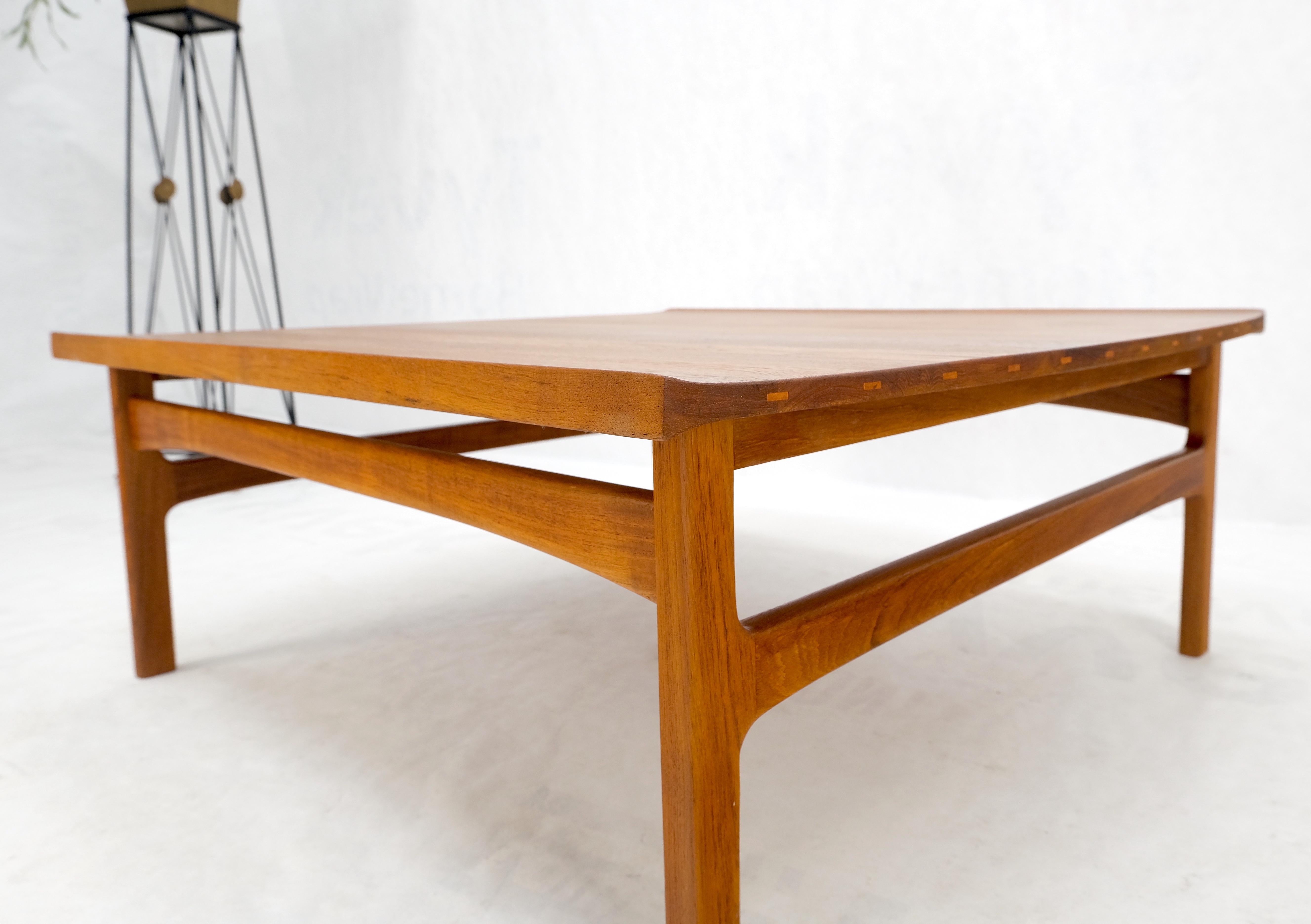 Rolled Edge Solid Teak Top Square Danish Mid-Century Modern Coffee Table Mint! For Sale 9