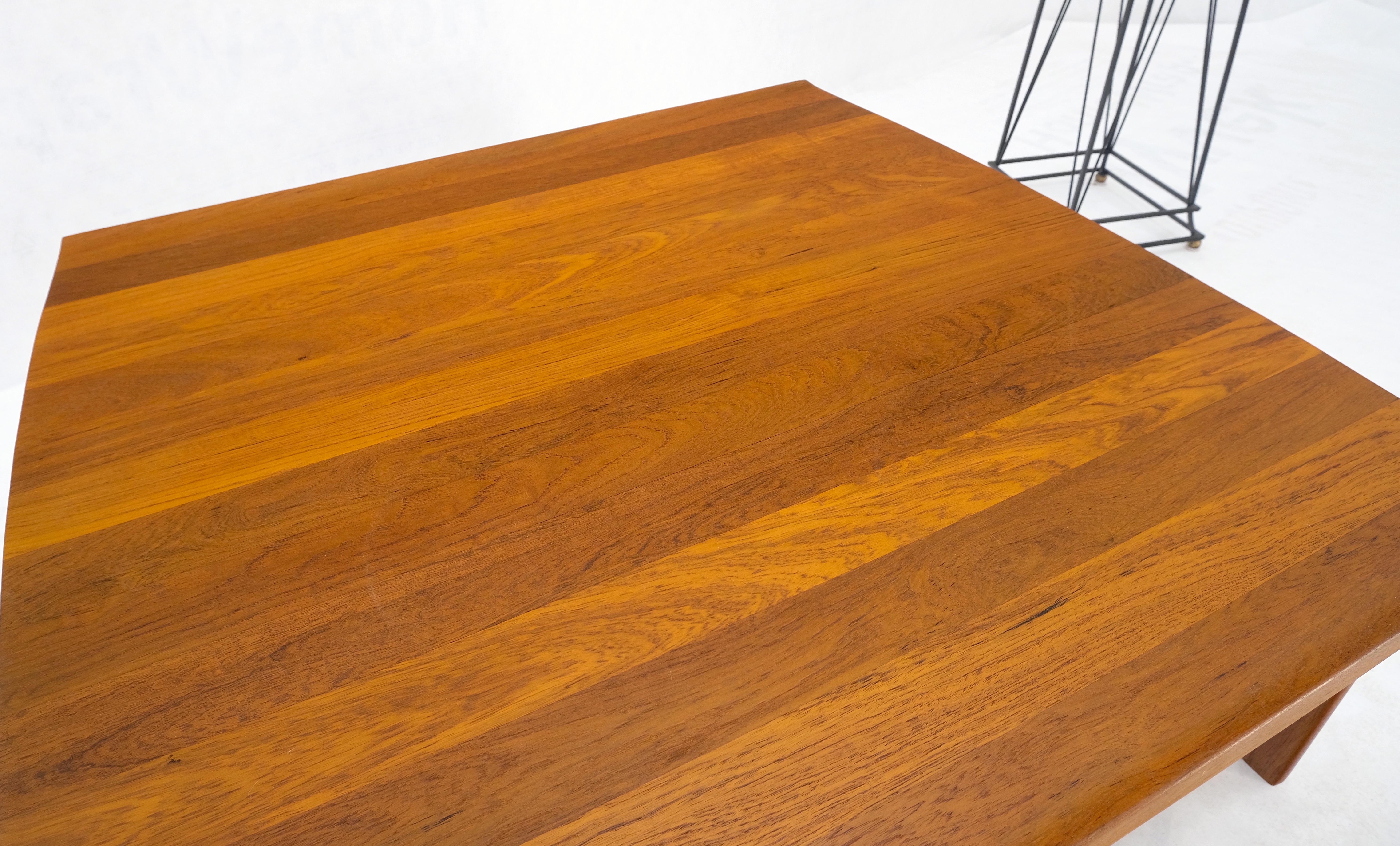 Rolled Edge Solid Teak Top Square Danish Mid-Century Modern Coffee Table Mint! For Sale 10