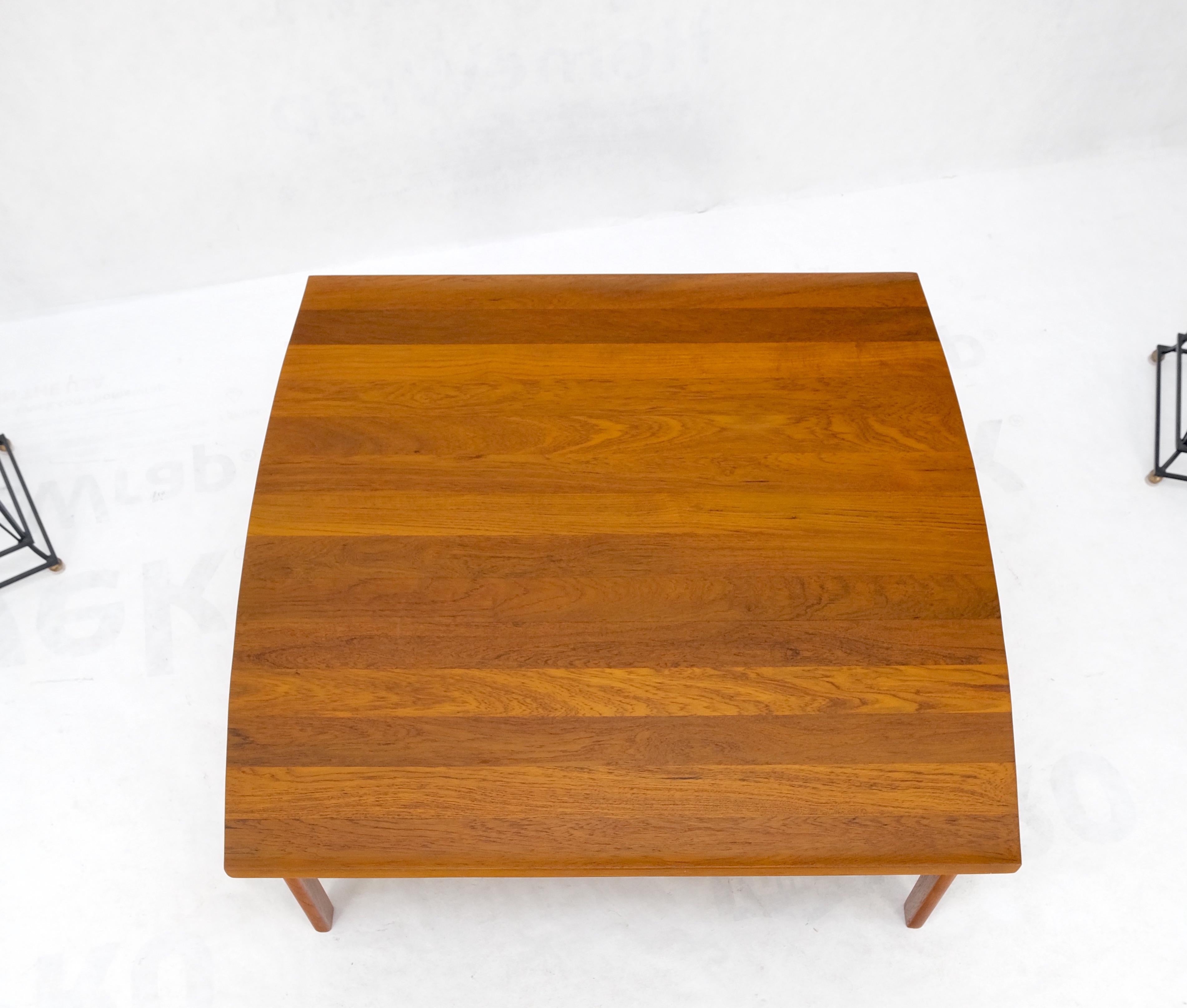 Rolled Edge Solid Teak Top Square Danish Mid-Century Modern Coffee Table Mint! In Good Condition For Sale In Rockaway, NJ