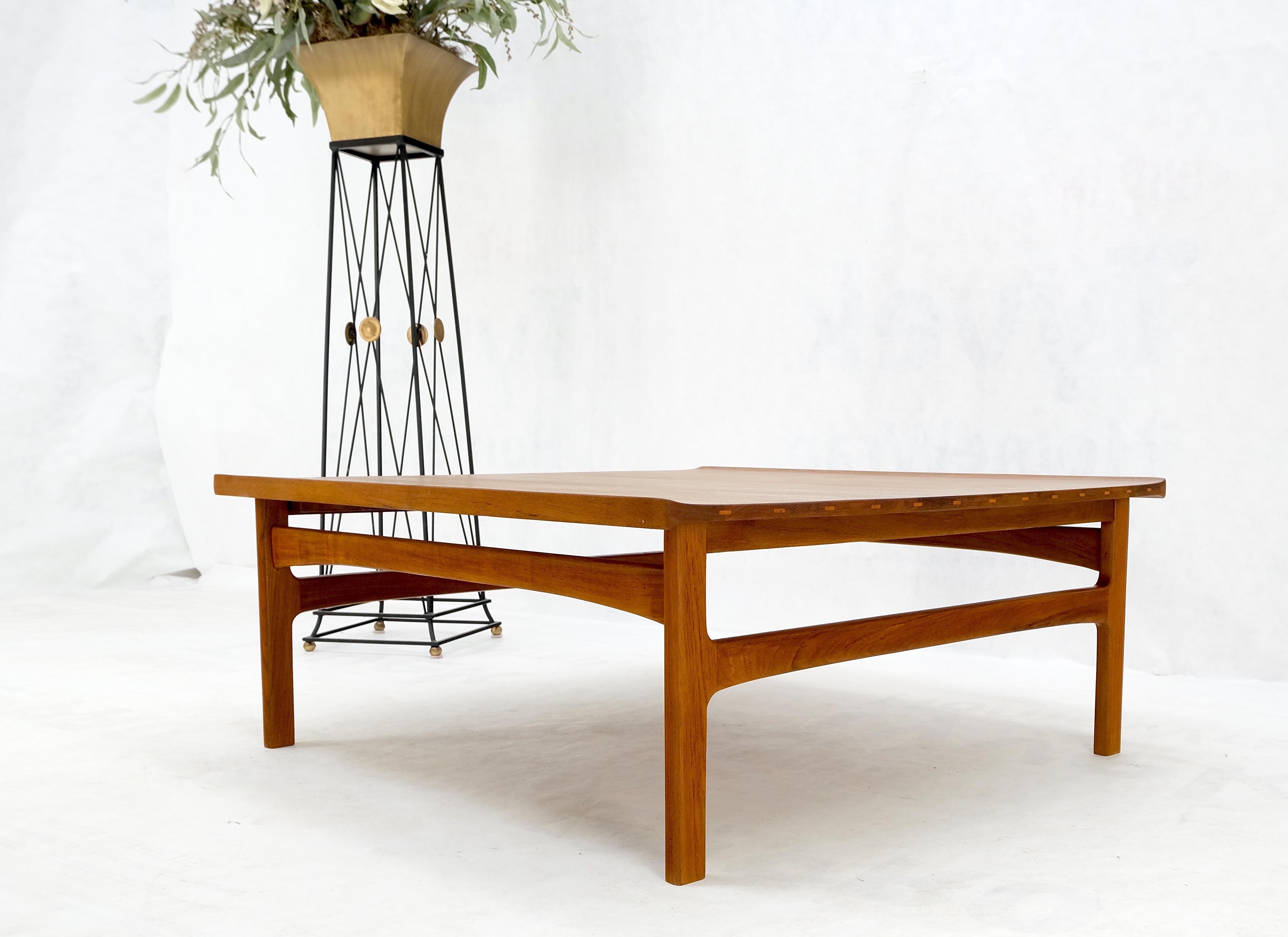 20th Century Rolled Edge Solid Teak Top Square Danish Mid-Century Modern Coffee Table Mint! For Sale