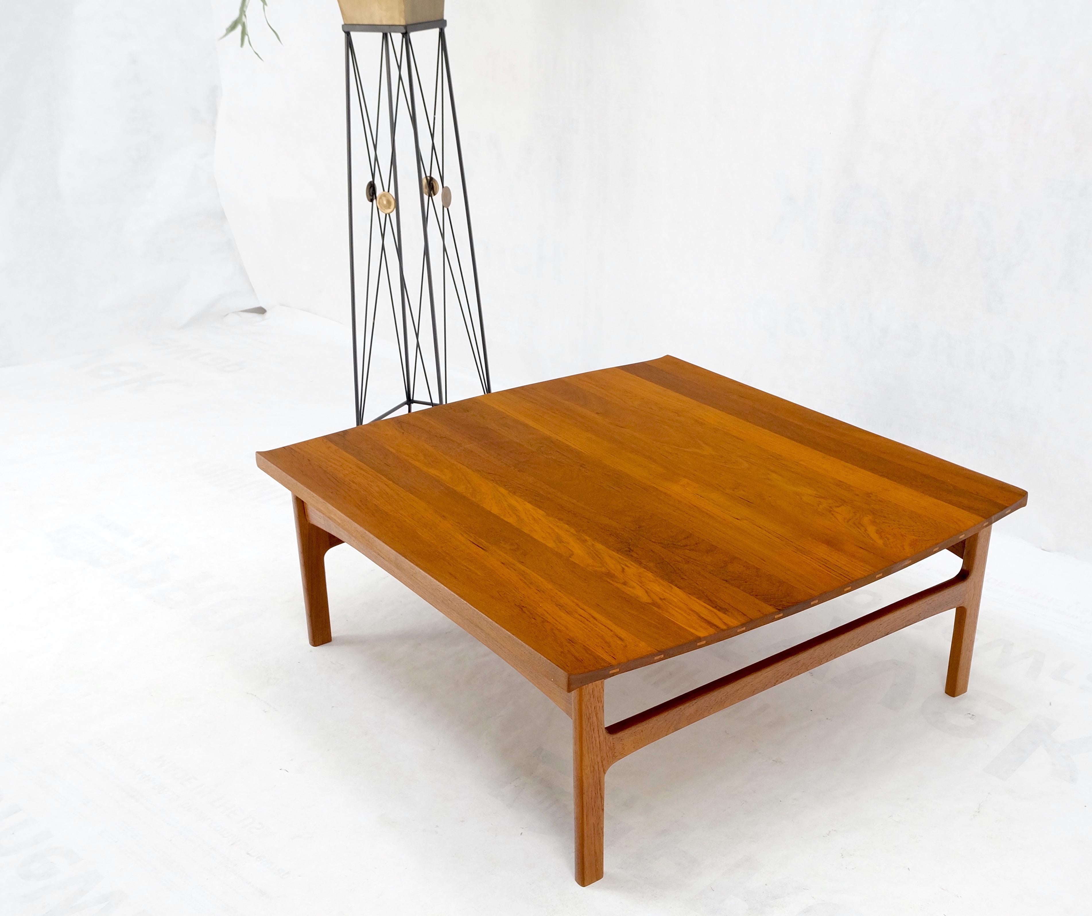 Rolled Edge Solid Teak Top Square Danish Mid-Century Modern Coffee Table Mint! For Sale 3