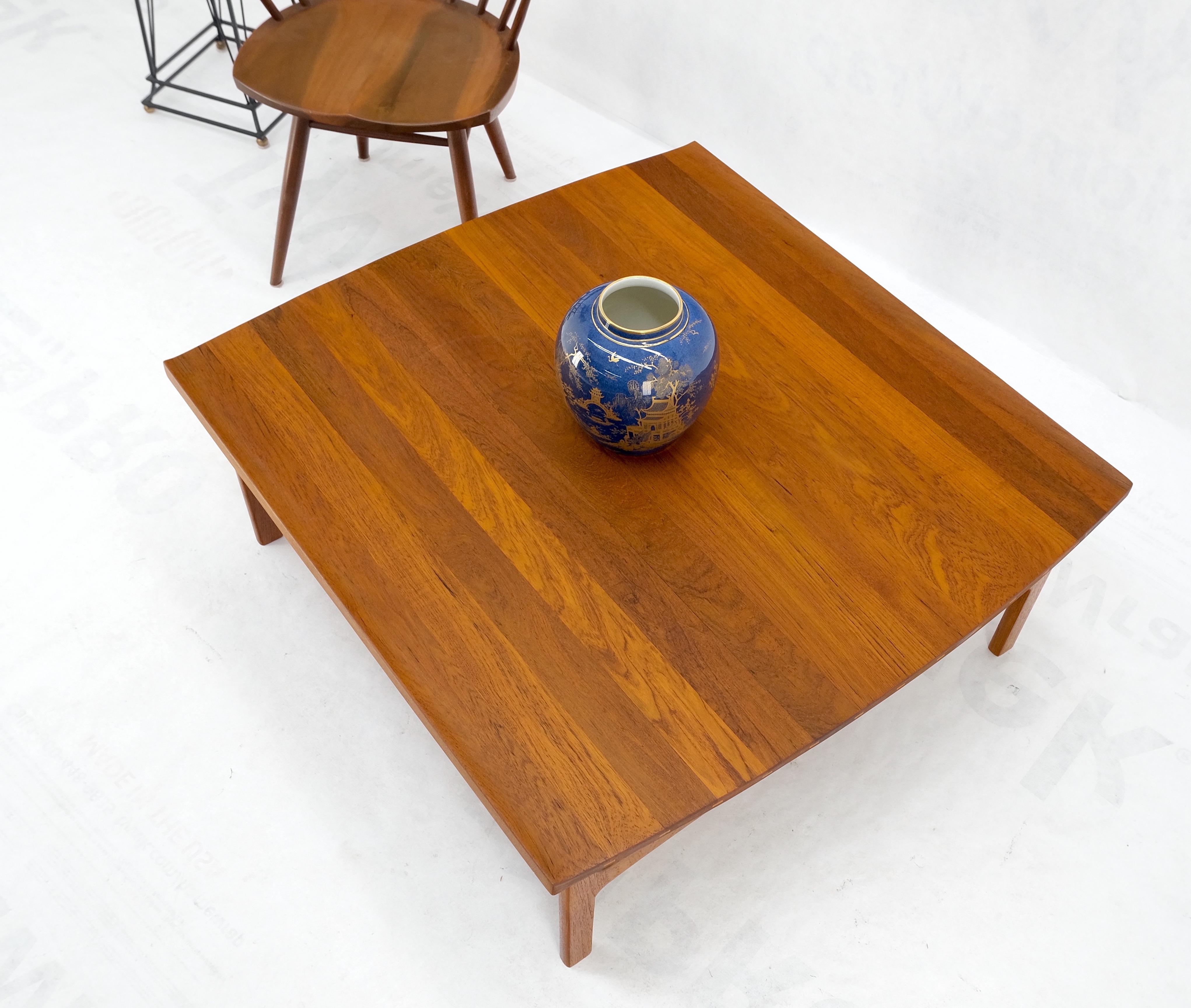 Rolled Edge Solid Teak Top Square Danish Mid-Century Modern Coffee Table Mint! For Sale 5