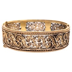 Rolled Textured Gold Bangle