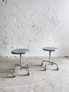 Rollen Zürich Authentic Swiss Bauhaus Industrial Chrome Swivel Stool circa 1950s