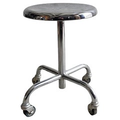 Rollen Zürich Authentic Swiss Bauhaus Industrial Chrome Swivel Stool circa 1950s