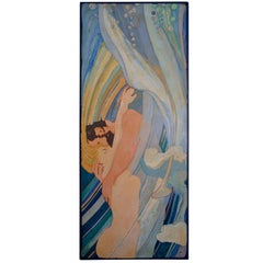  Blue water nuances wall Panel Scagliola Art  tribute to artist Alfred Roller 