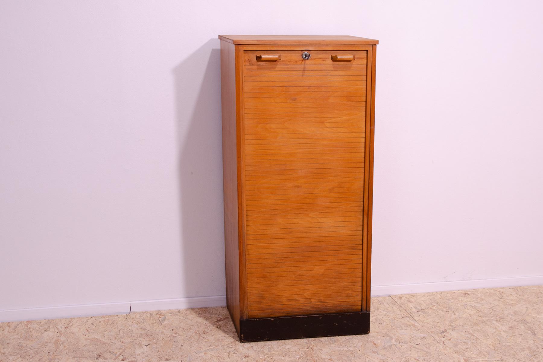 Mid-Century Modern Roller blind cabinet by Interier Paraha, 1950s, Czechoslovakia For Sale