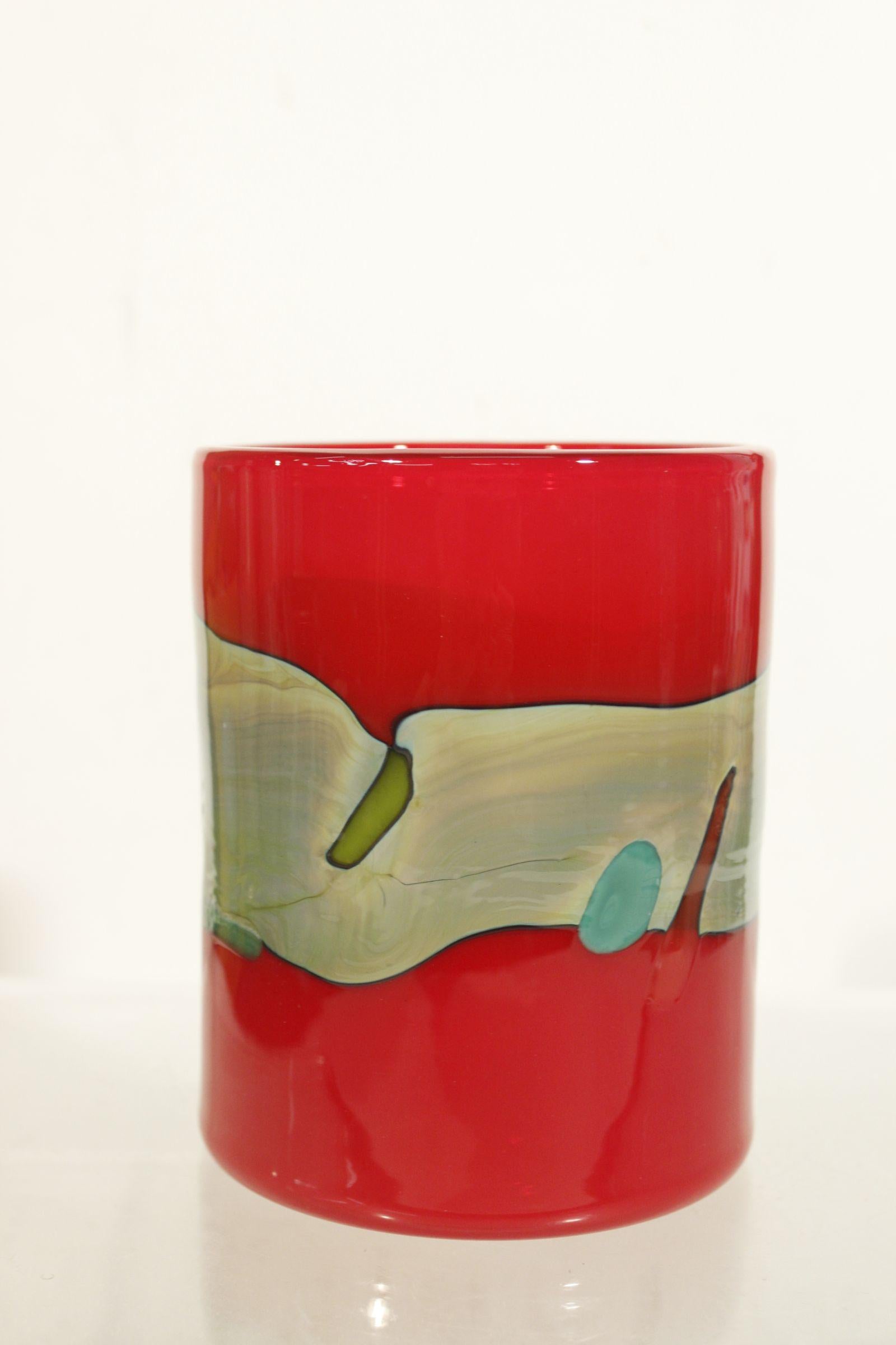 Vase aus Walzenglas von Kerttu Nurminen für Nuutajärvi, Finnland 1980er Jahre (Skandinavische Moderne) im Angebot