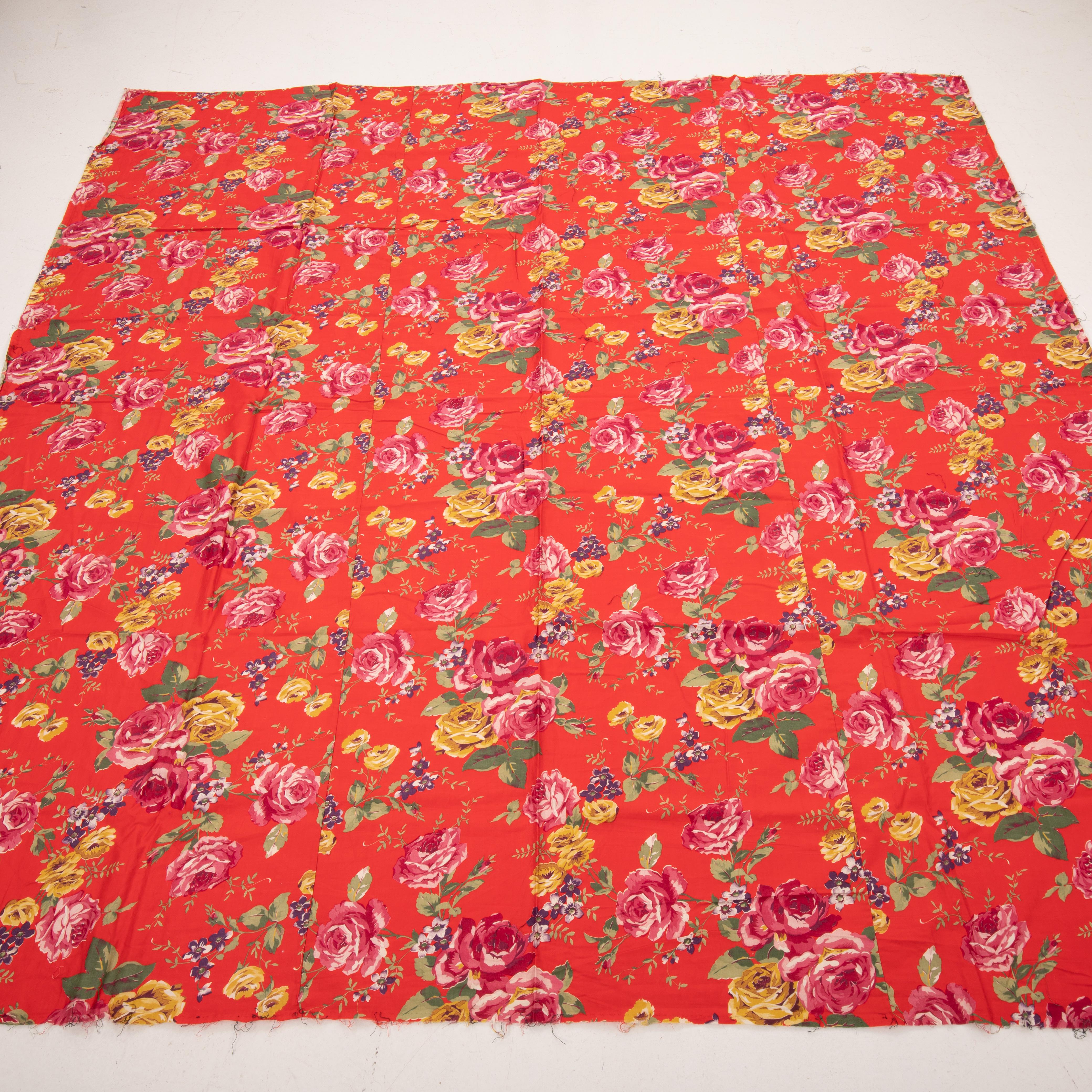 Russian Roller Printed Cotton Panel, Made for Central Asian Markets  Mid 20th C.  Russia For Sale