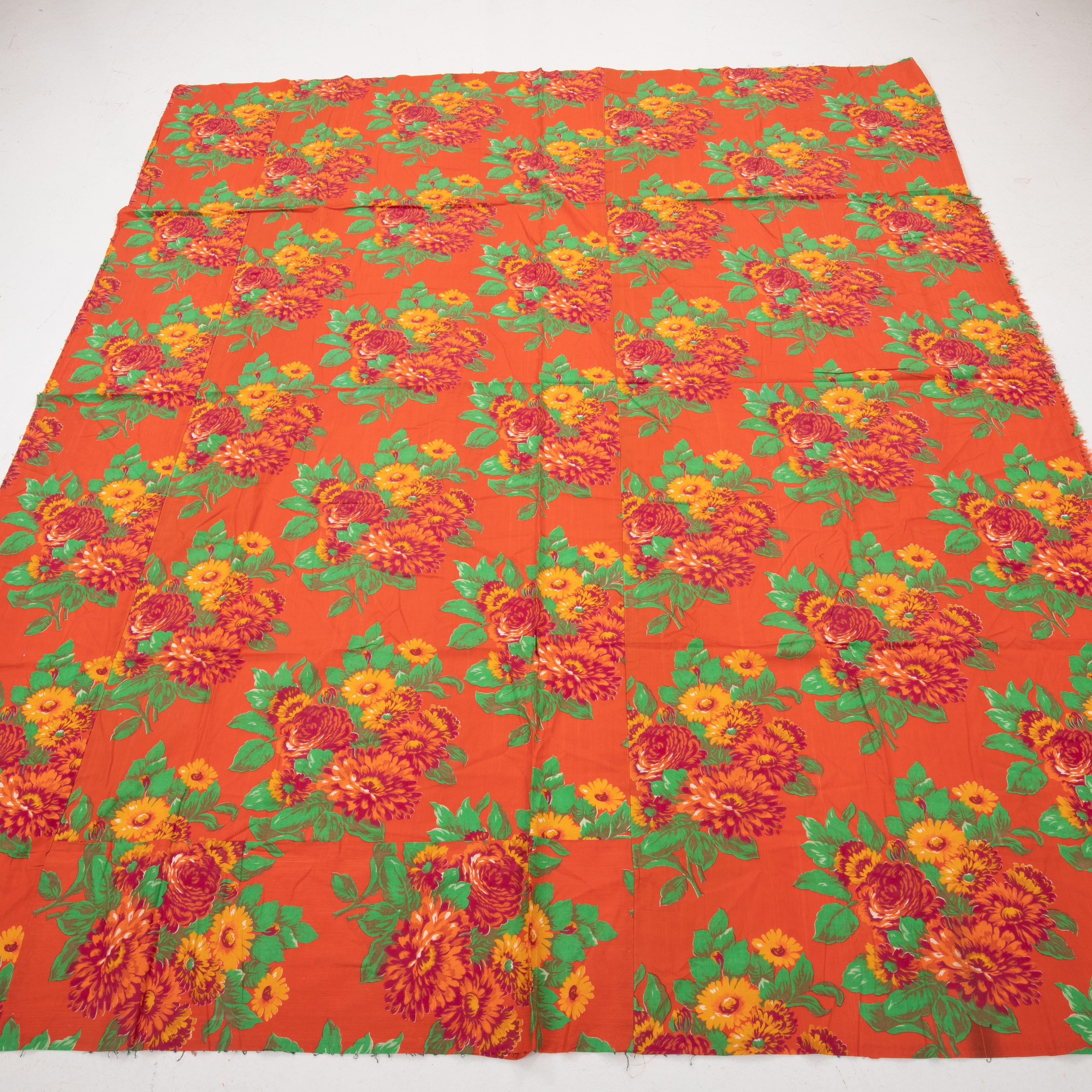 Russian Roller Printed Cotton Panel, Made for Central Asian Markets  Mid 20th C.  Russia For Sale