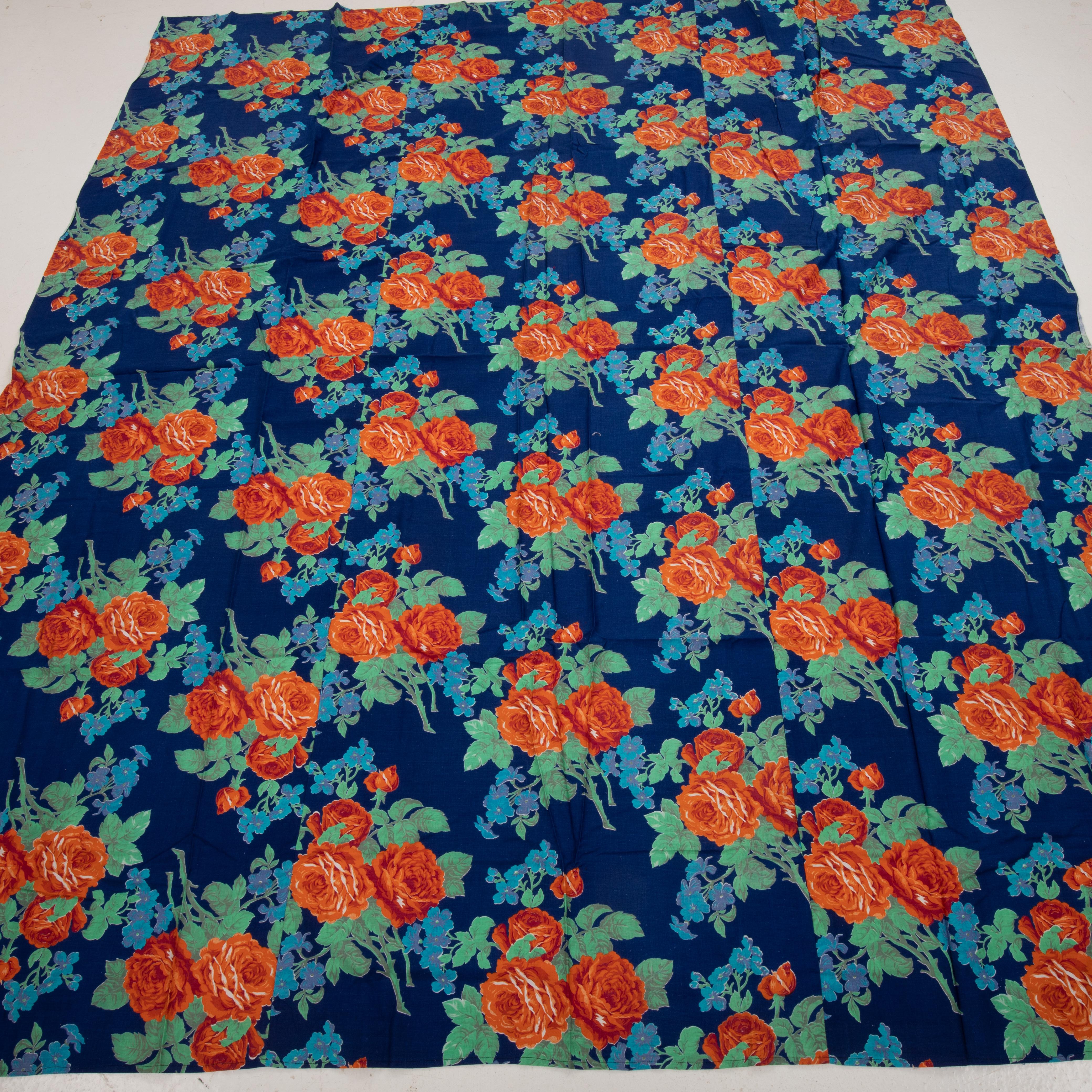Russian Roller Printed Cotton Panel, Made for Central Asian Markets  Mid 20th C.  Russia For Sale