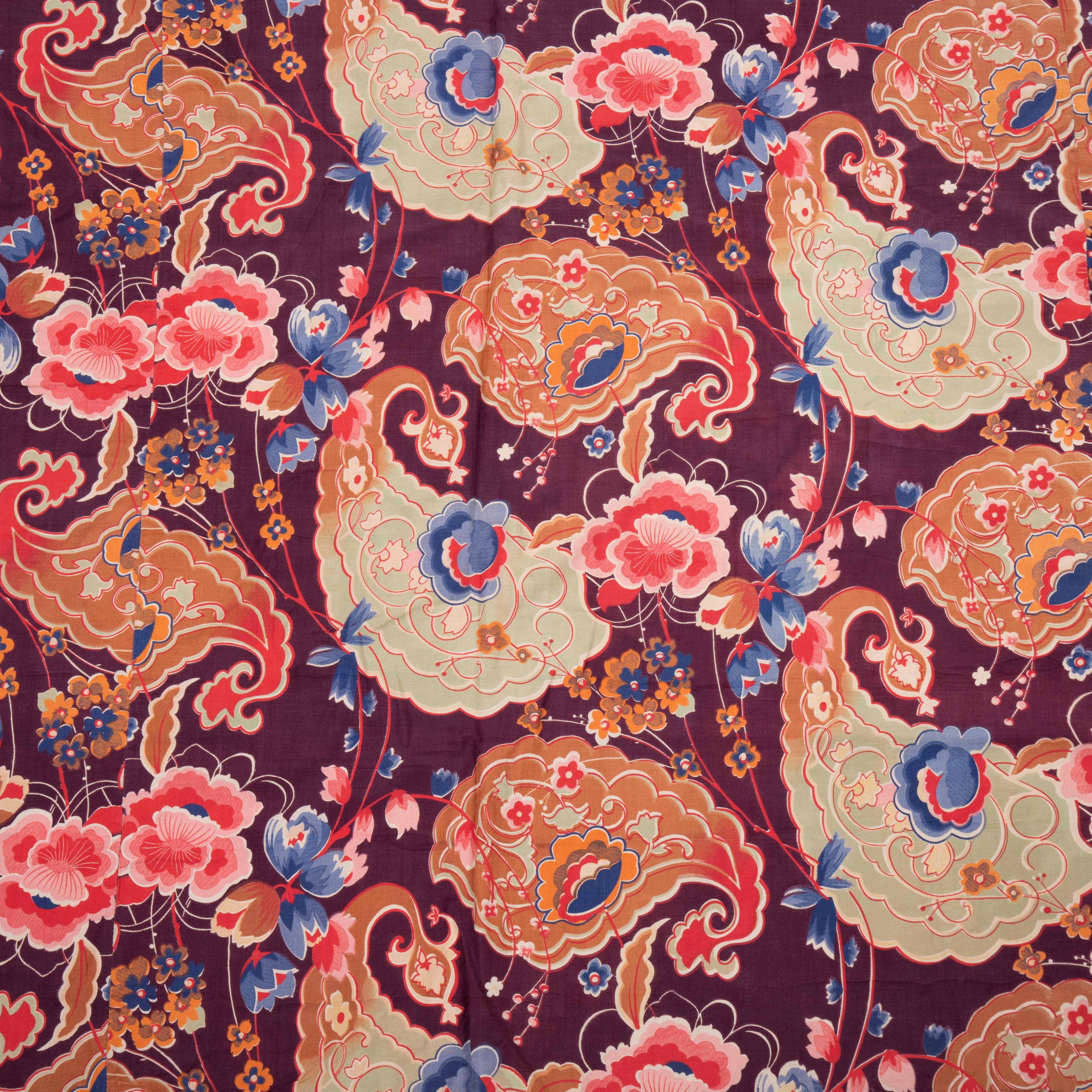 Kalamkari Roller Printed Cotton Panel, Made for Central Asian Markets  Mid 20th C.  Russia For Sale
