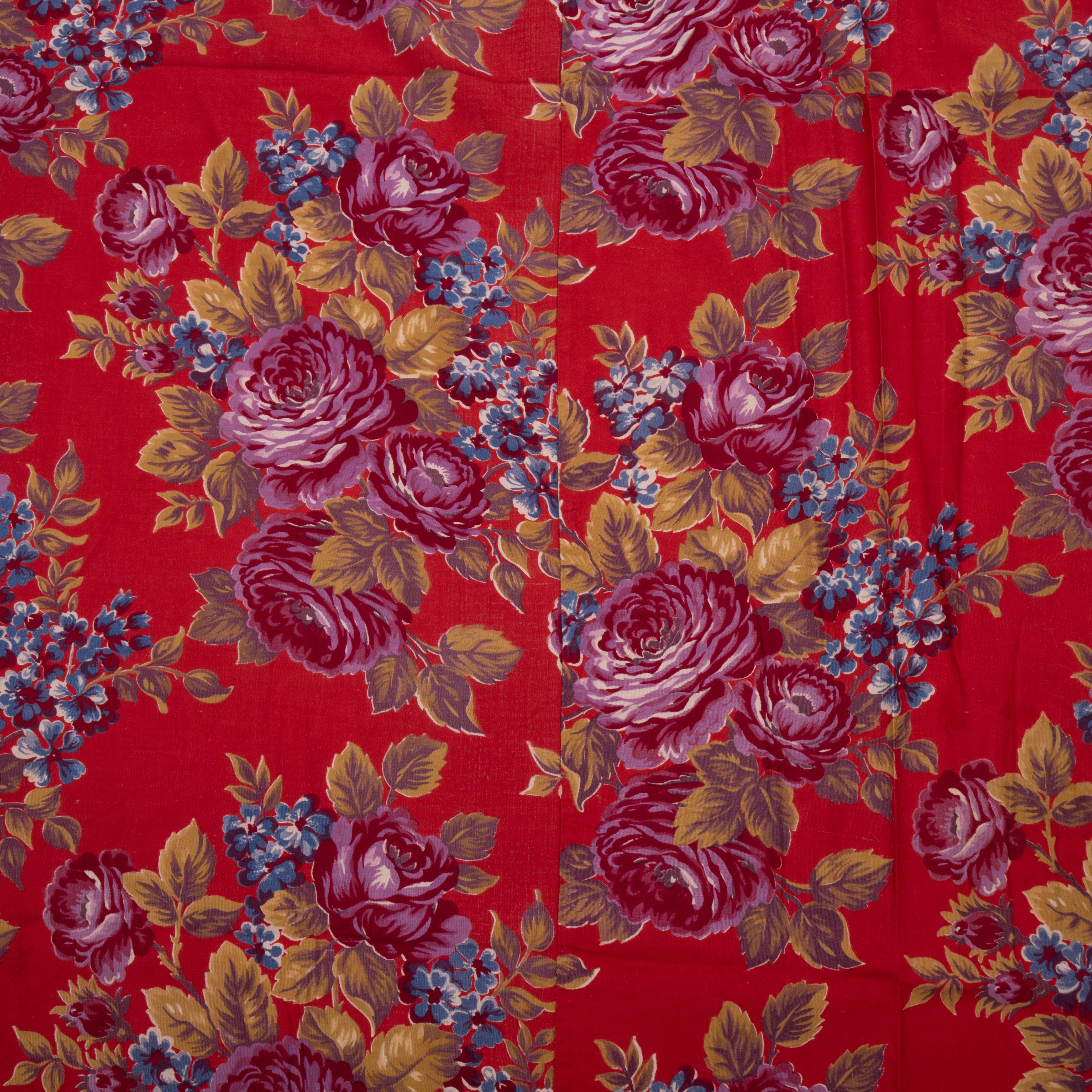 Kalamkari Panneau en coton imprimé enroulé, fabriqué pour les marchés d'Asie centrale  A.I.C., milieu du 20ème siècle.  Russie en vente