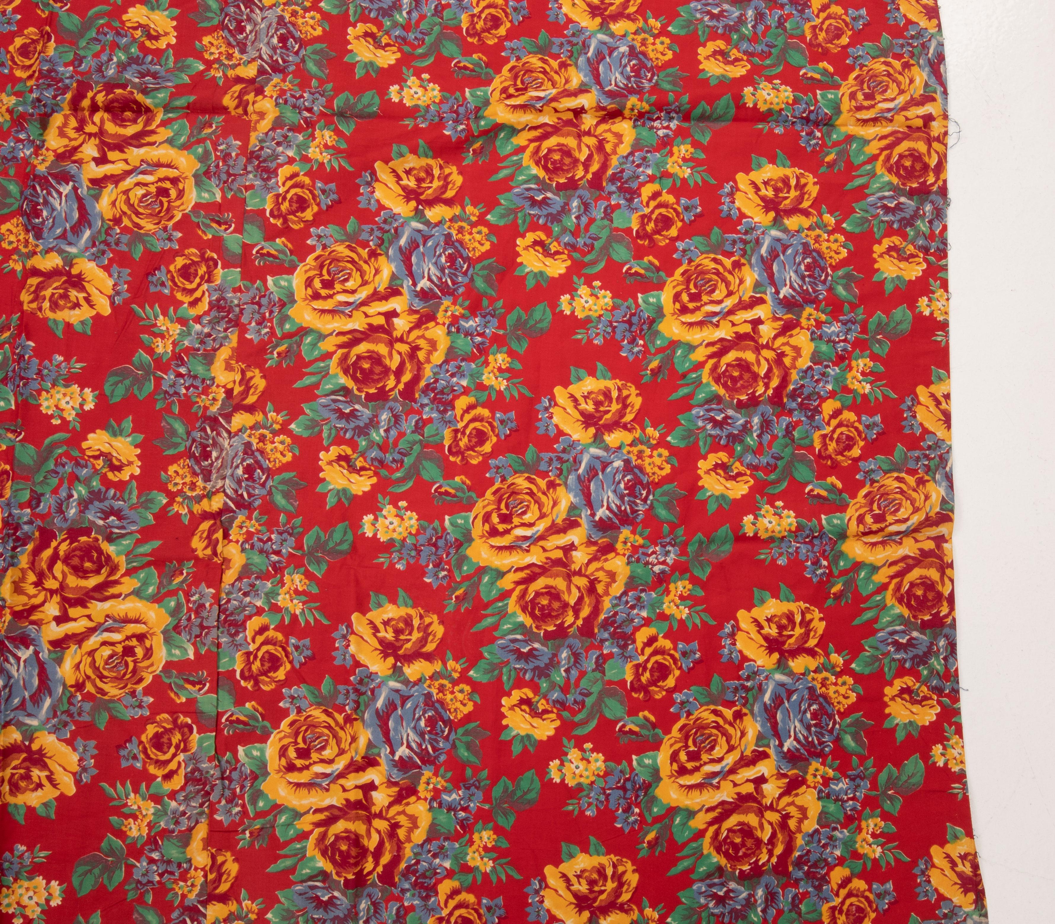 Woven Roller Printed Cotton Panel, Made for Central Asian Markets  Mid 20th C.  Russia For Sale