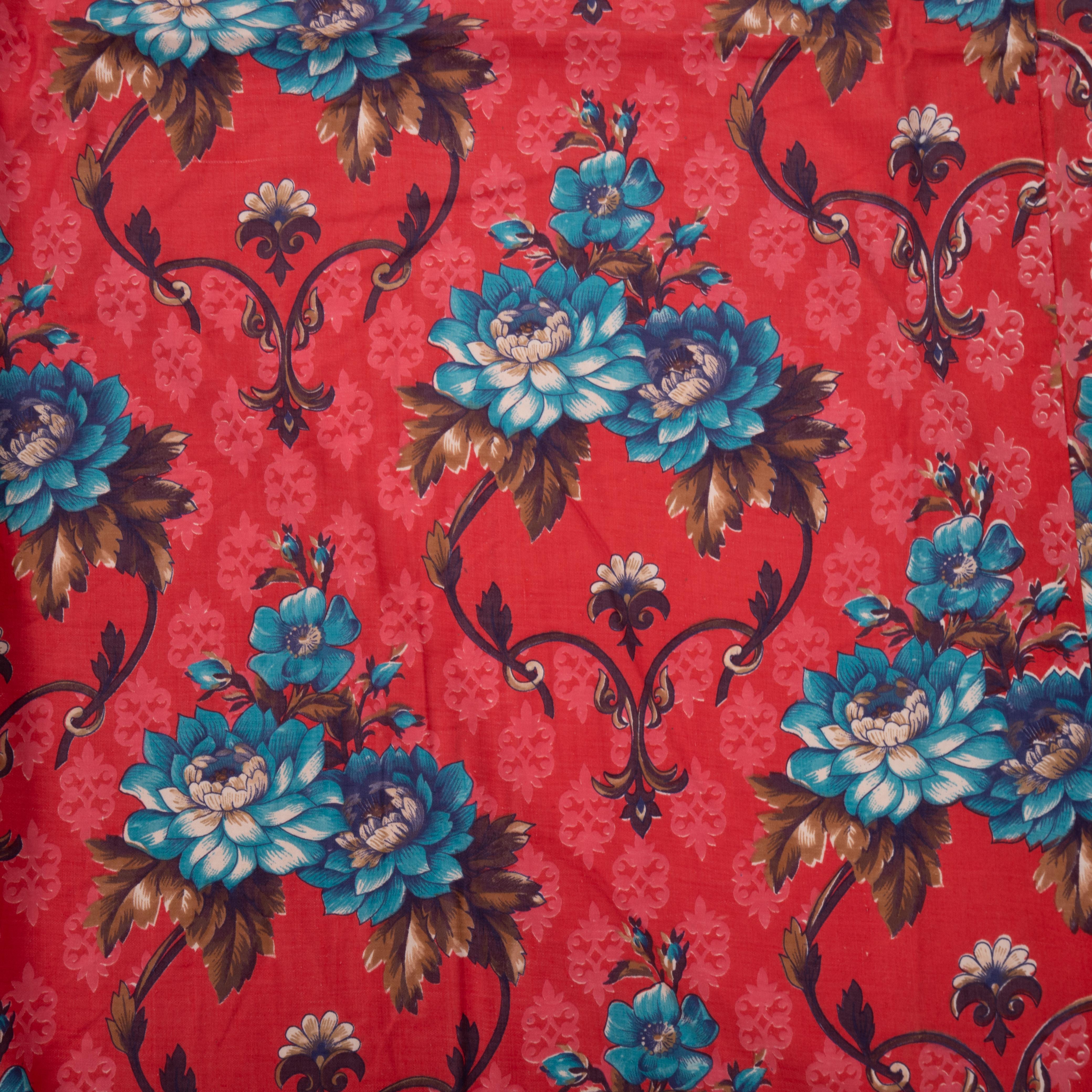 20th Century Roller Printed Cotton Panel, Made for Central Asian Markets  Mid 20th C.  Russia For Sale