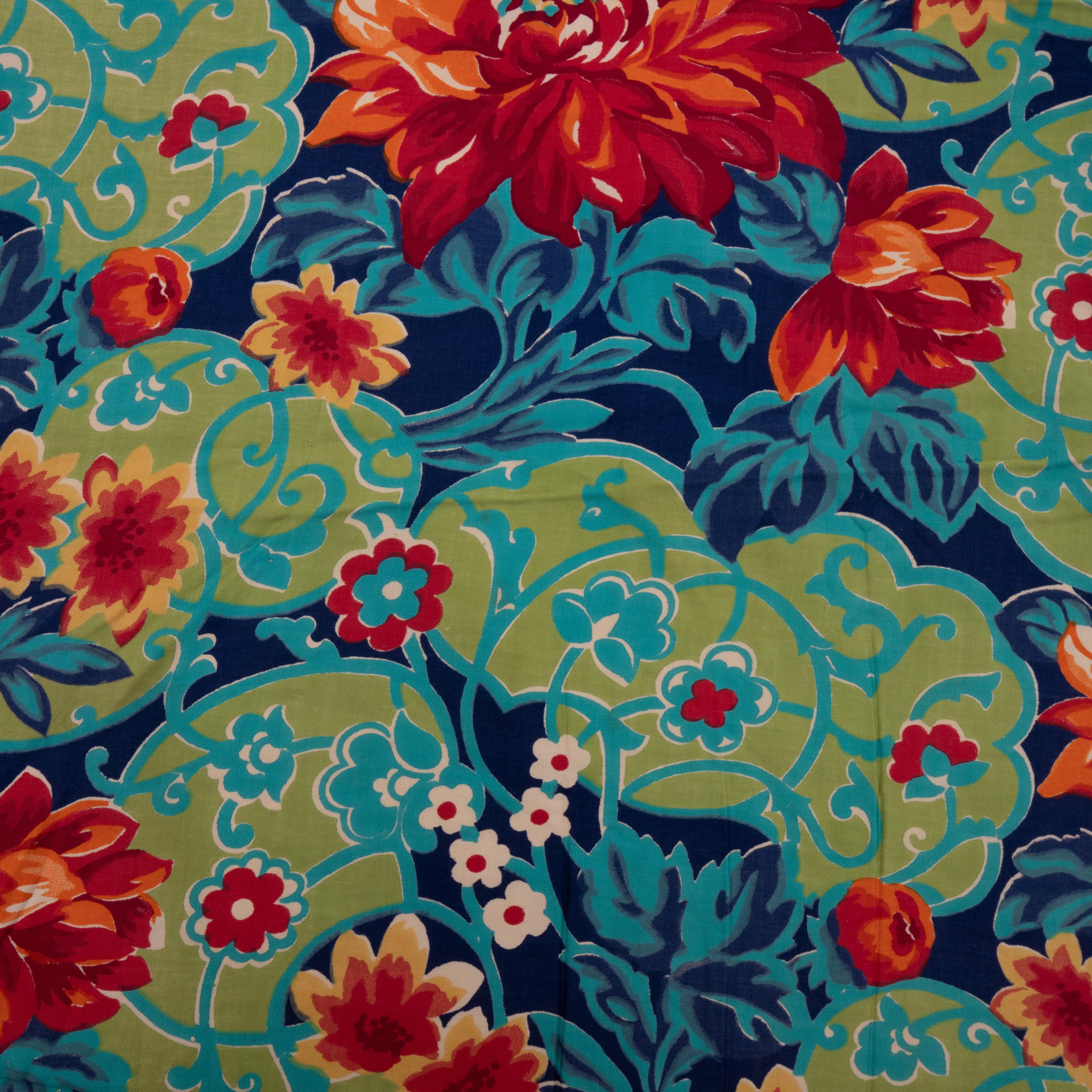 Roller Printed Cotton Panel, Made for Central Asian Markets  Mid 20th C.  Russia For Sale 2