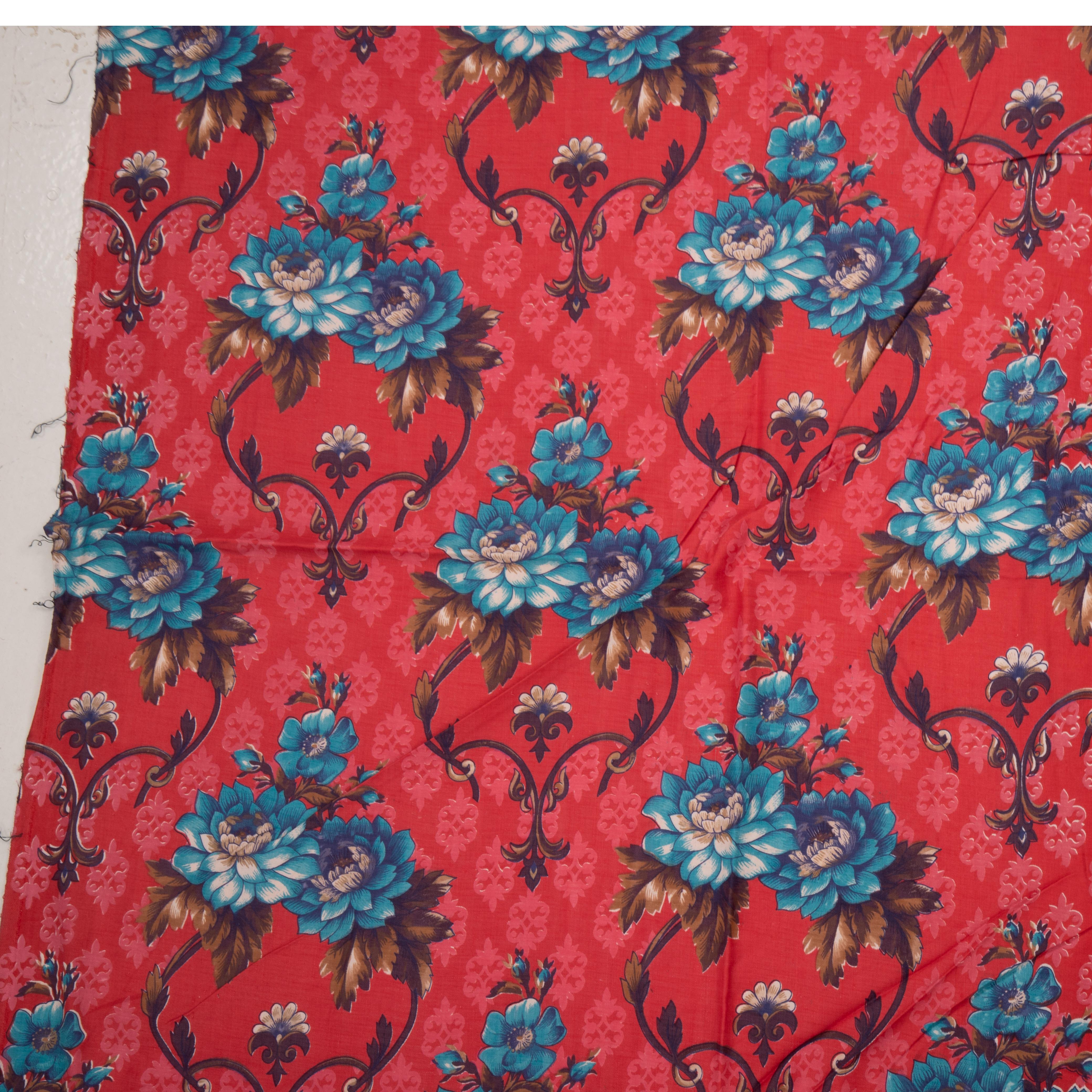 Roller Printed Cotton Panel, Made for Central Asian Markets  Mid 20th C.  Russia For Sale 2