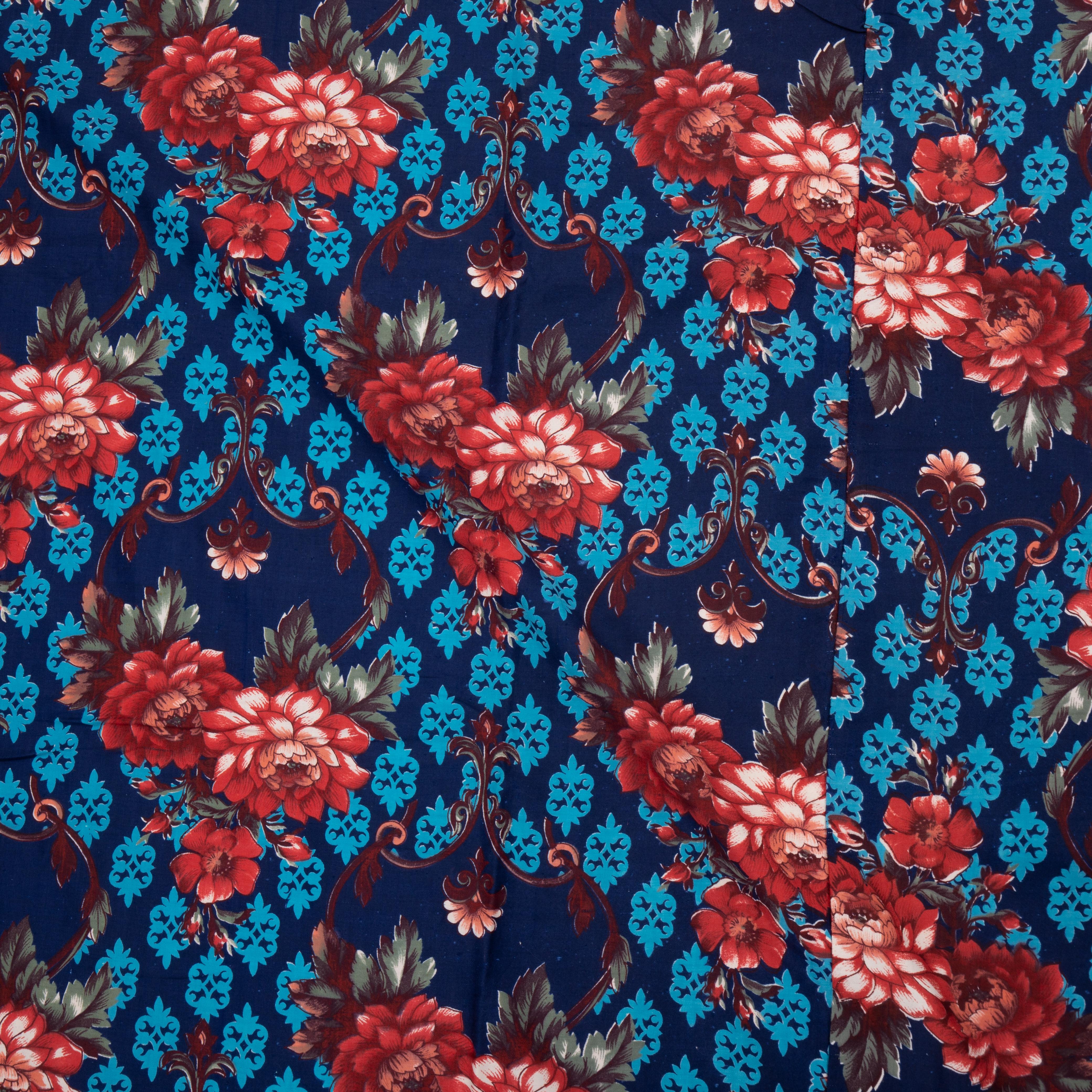 Roller Printed Cotton Panel, Made for Central Asian Markets  Mid 20th C.  Russia For Sale 3