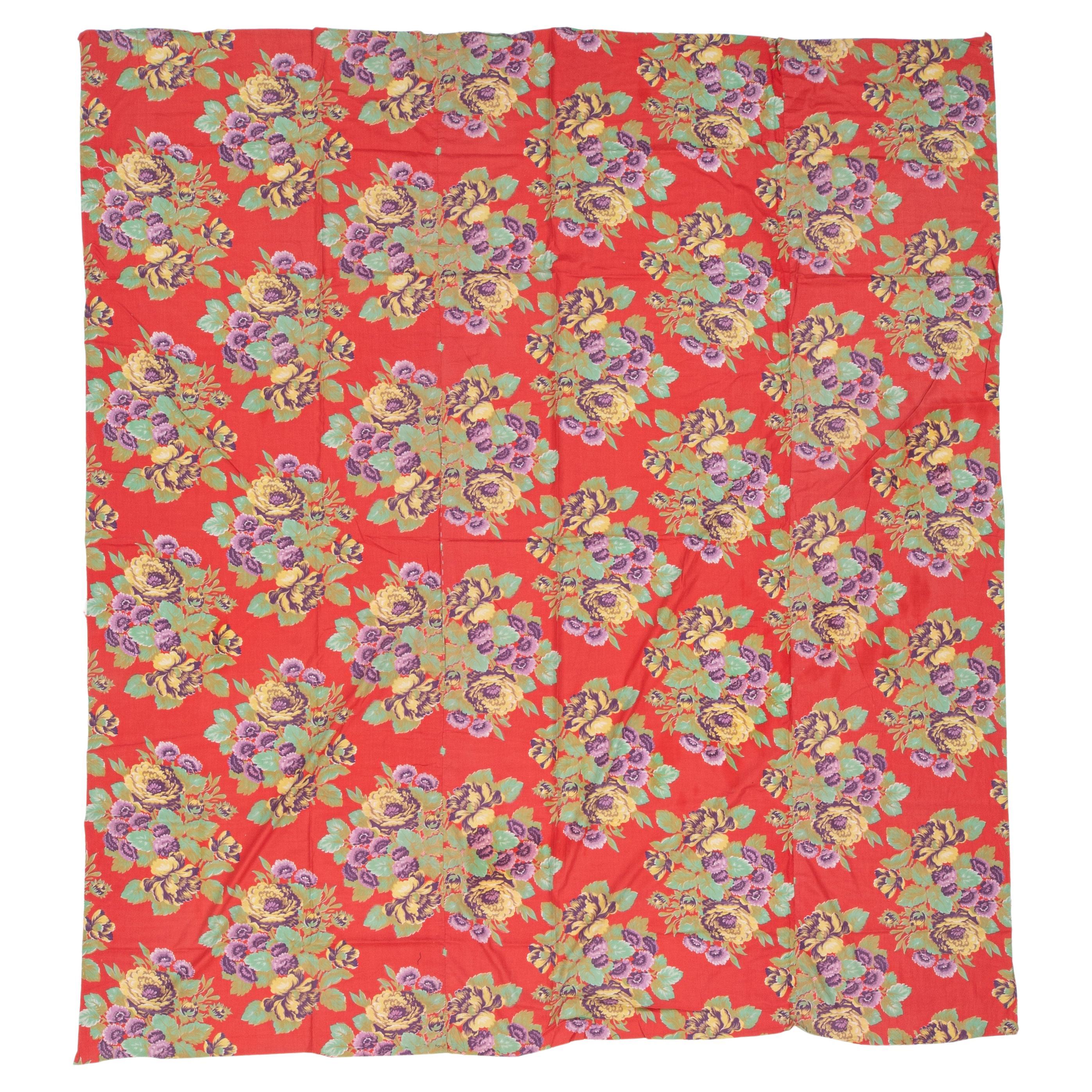 Roller Printed Cotton Panel, Made for Central Asian Markets  Mid 20th C.  Russia For Sale