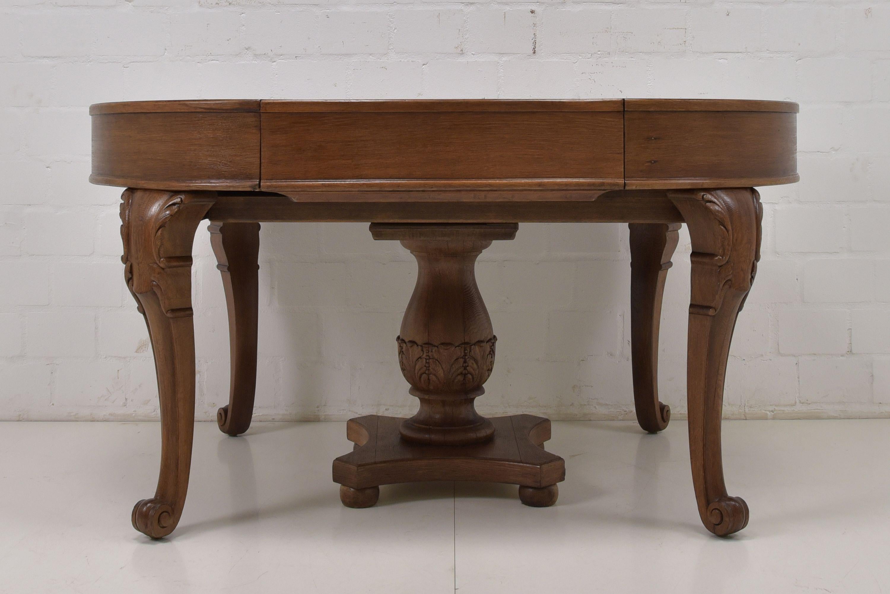 Roller Shutter Pull-Out Extendable Dining Table in Oak, 1930 In Good Condition For Sale In Lüdinghausen, DE