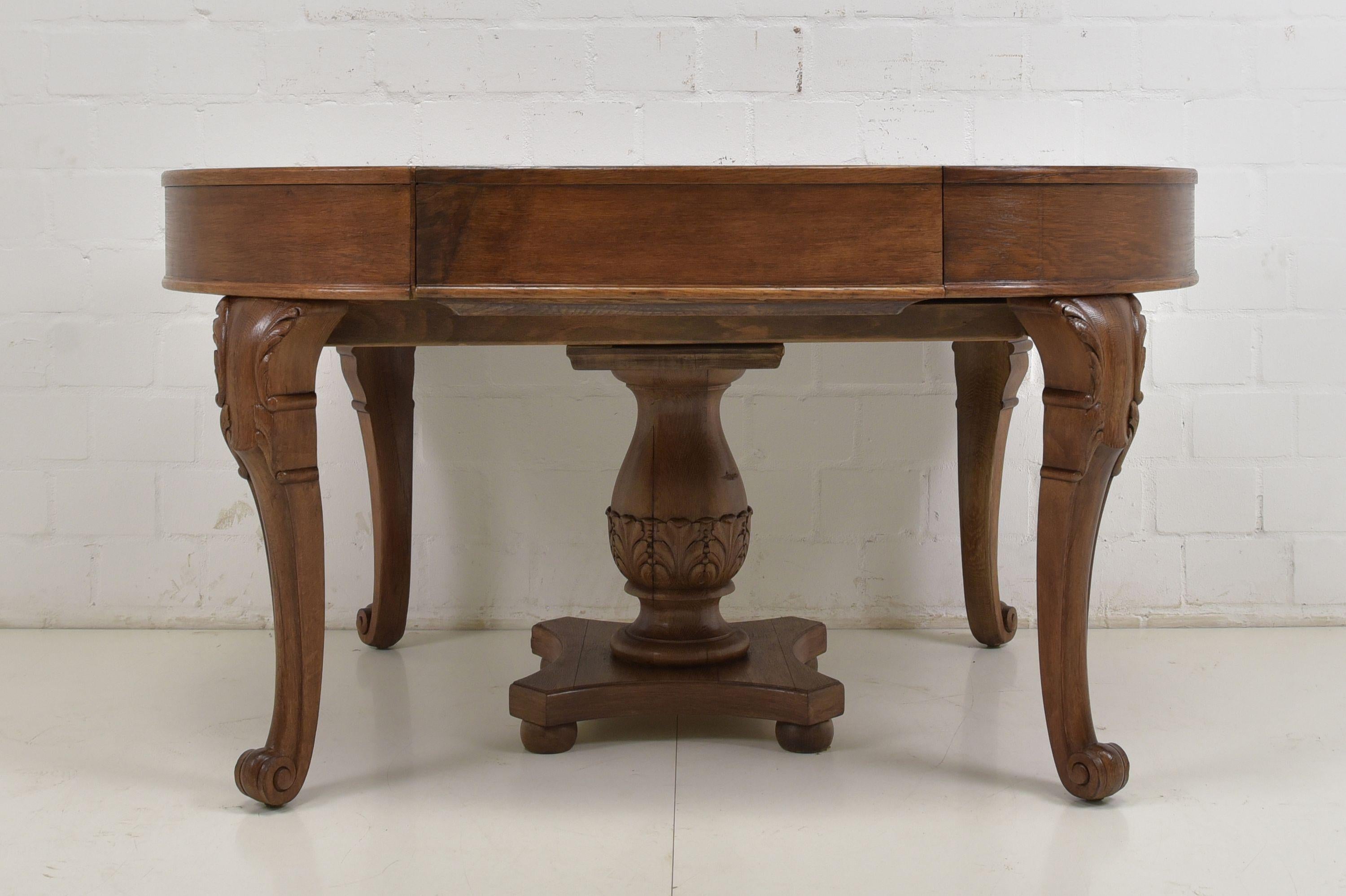 20th Century Roller Shutter Pull-Out Extendable Dining Table in Oak, 1930 For Sale