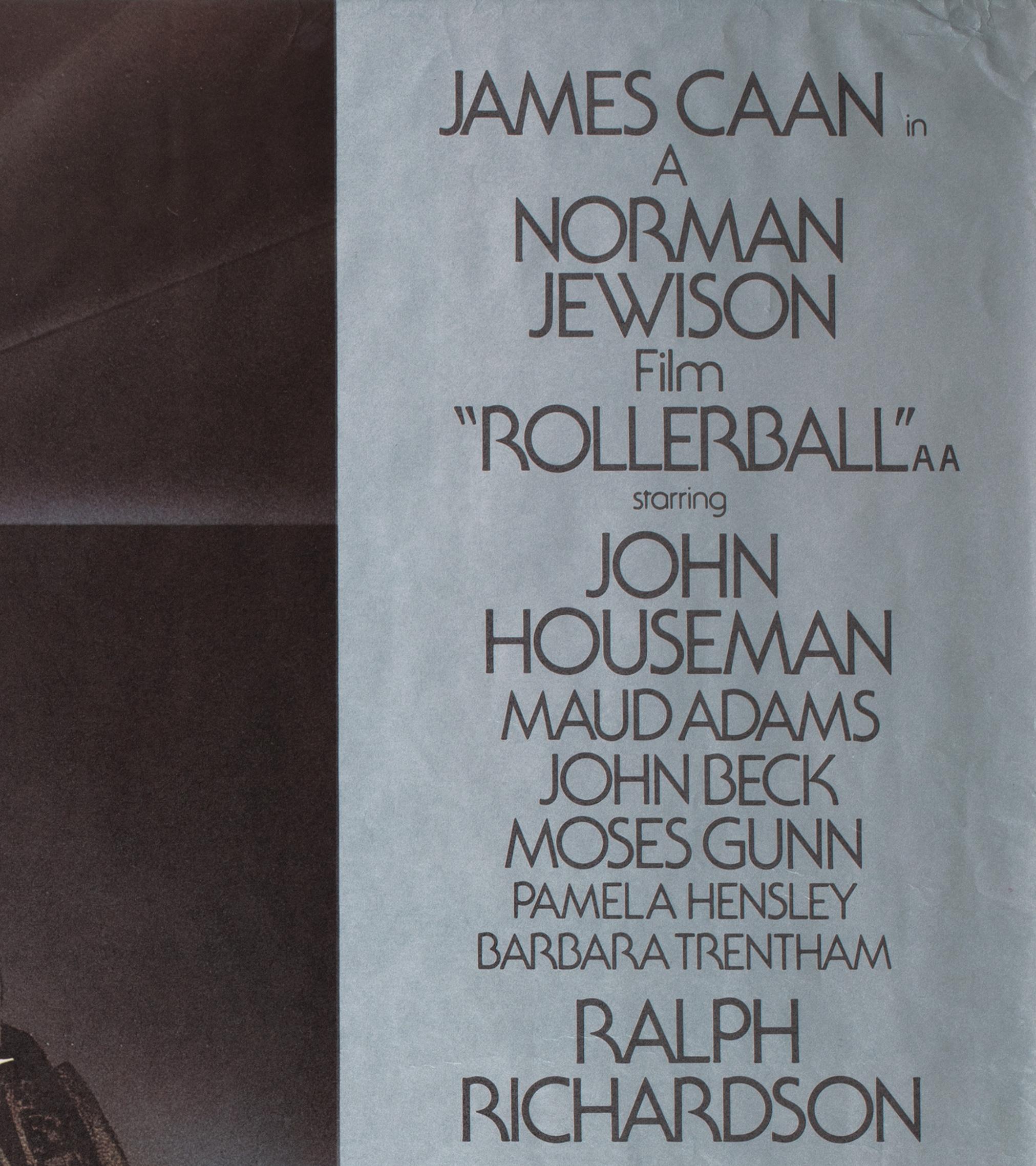 British Rollerball 1975 Rolled UK Quad Film Poster, Bob Peak For Sale