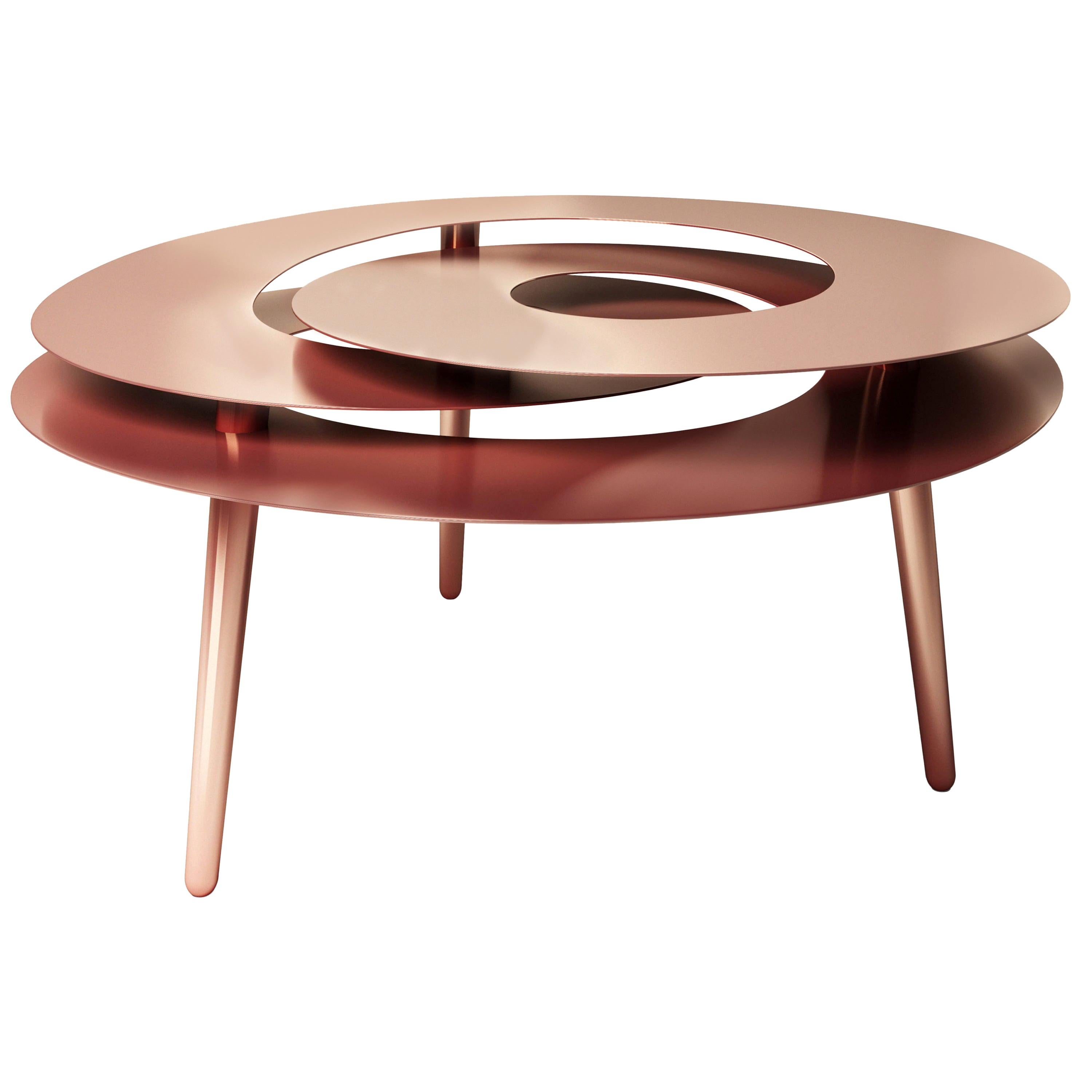 Rollercoaster Large Table, Copper-Plated Stainless Steel For Sale