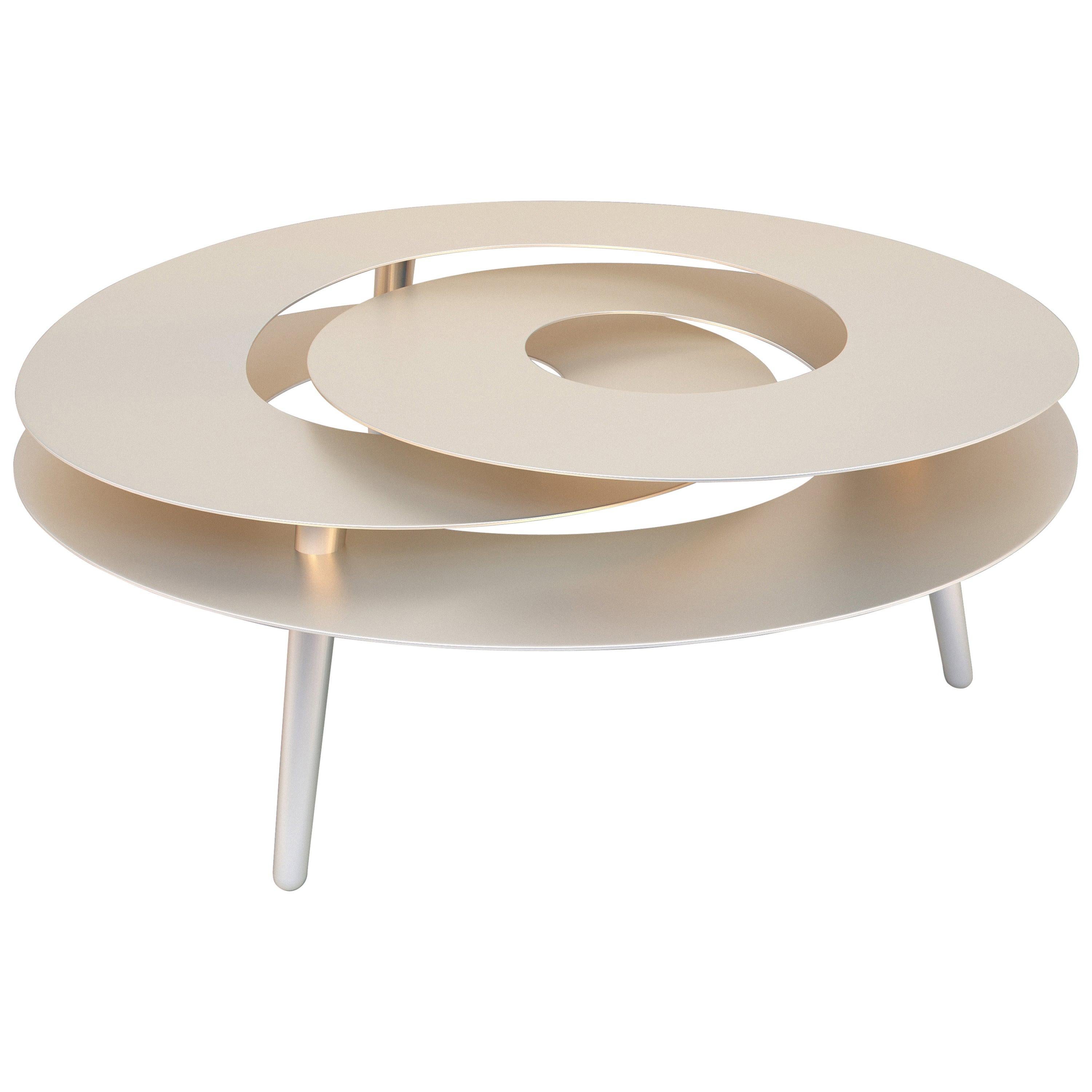 Rollercoaster Medium Table, Stainless Steel with Titanium Gold Color Finish For Sale