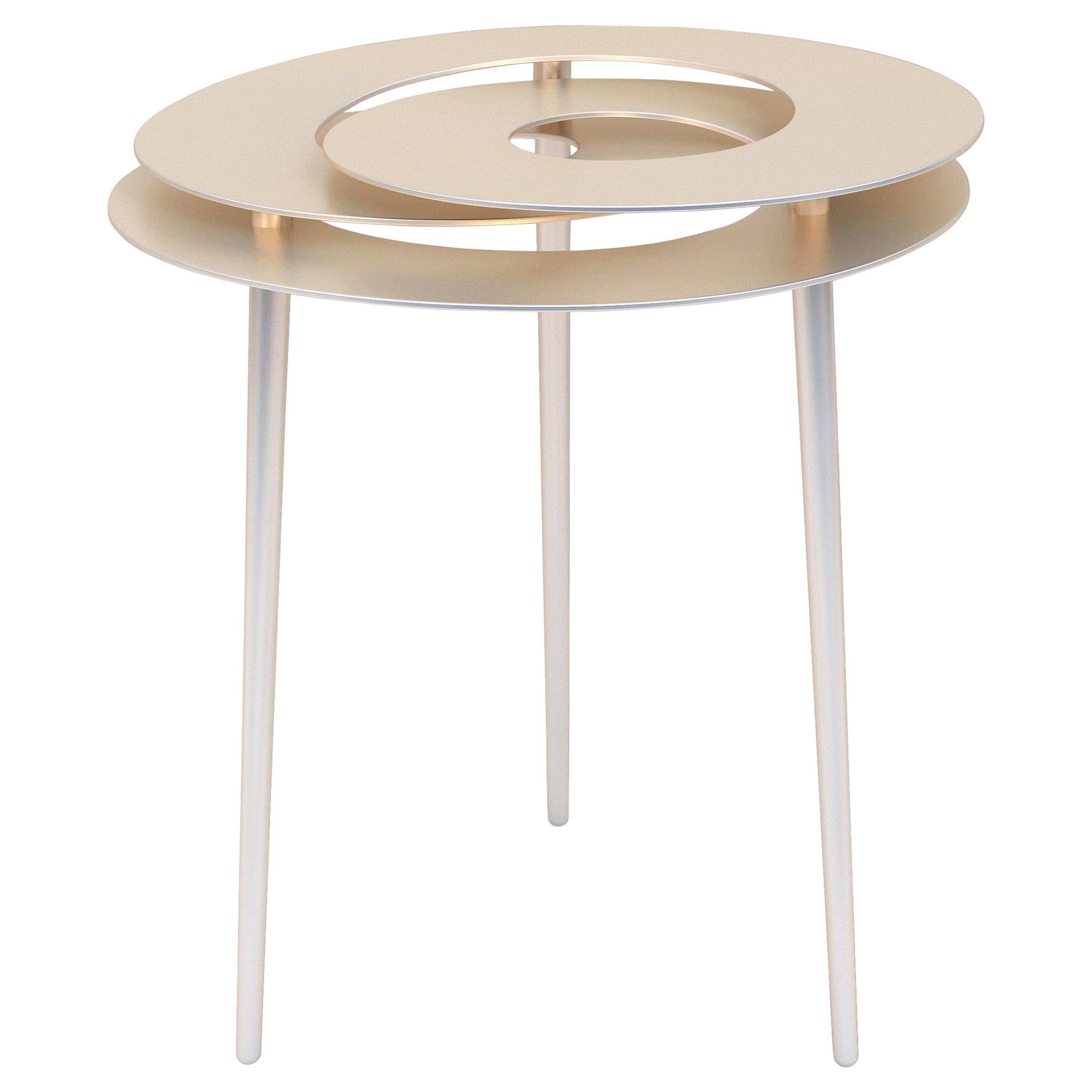 Petite table Rollercoaster, acier inoxydable avec finition de couleur or titane en vente