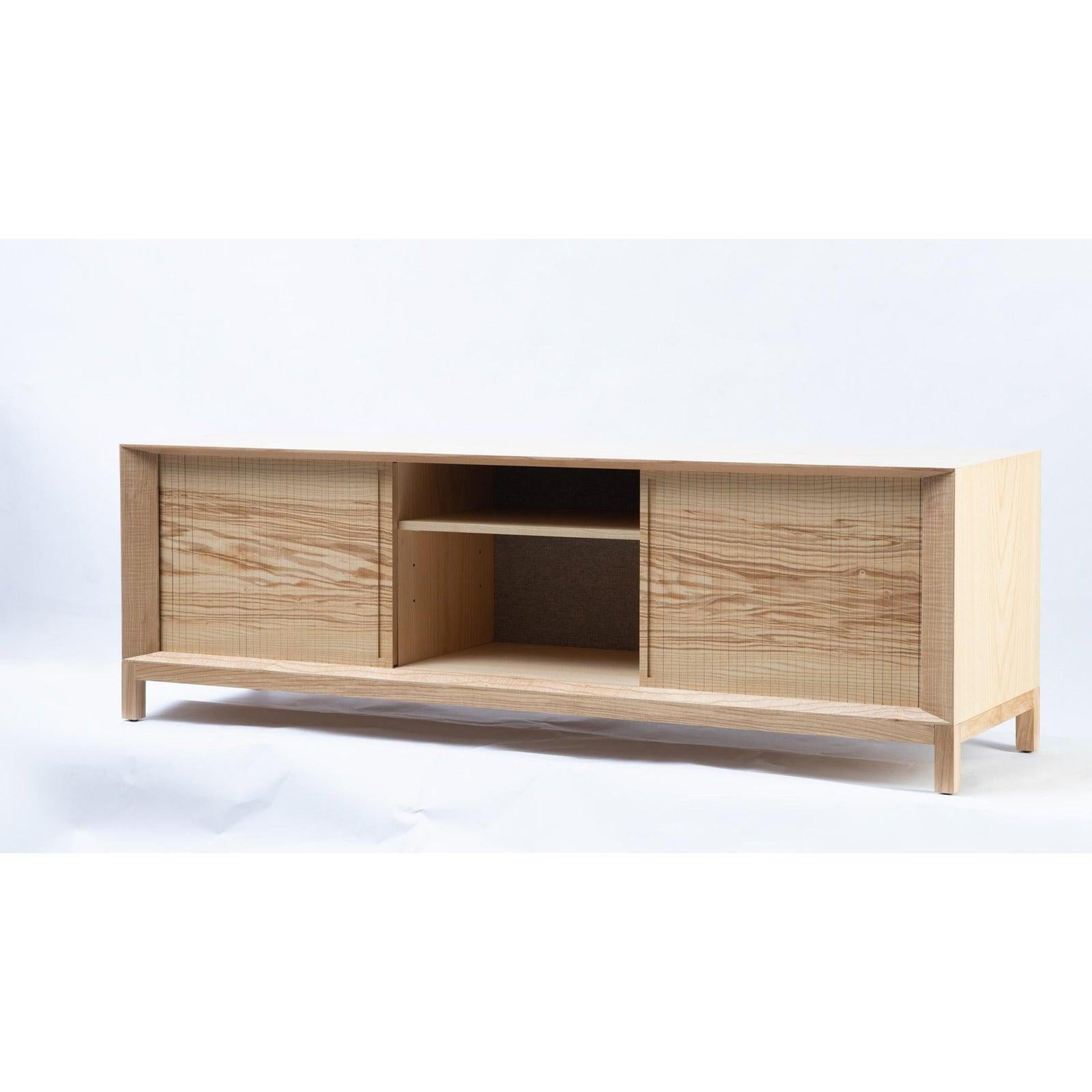 Scandinavian Modern Rolleta Tambour Door Low Cabinet For Sale