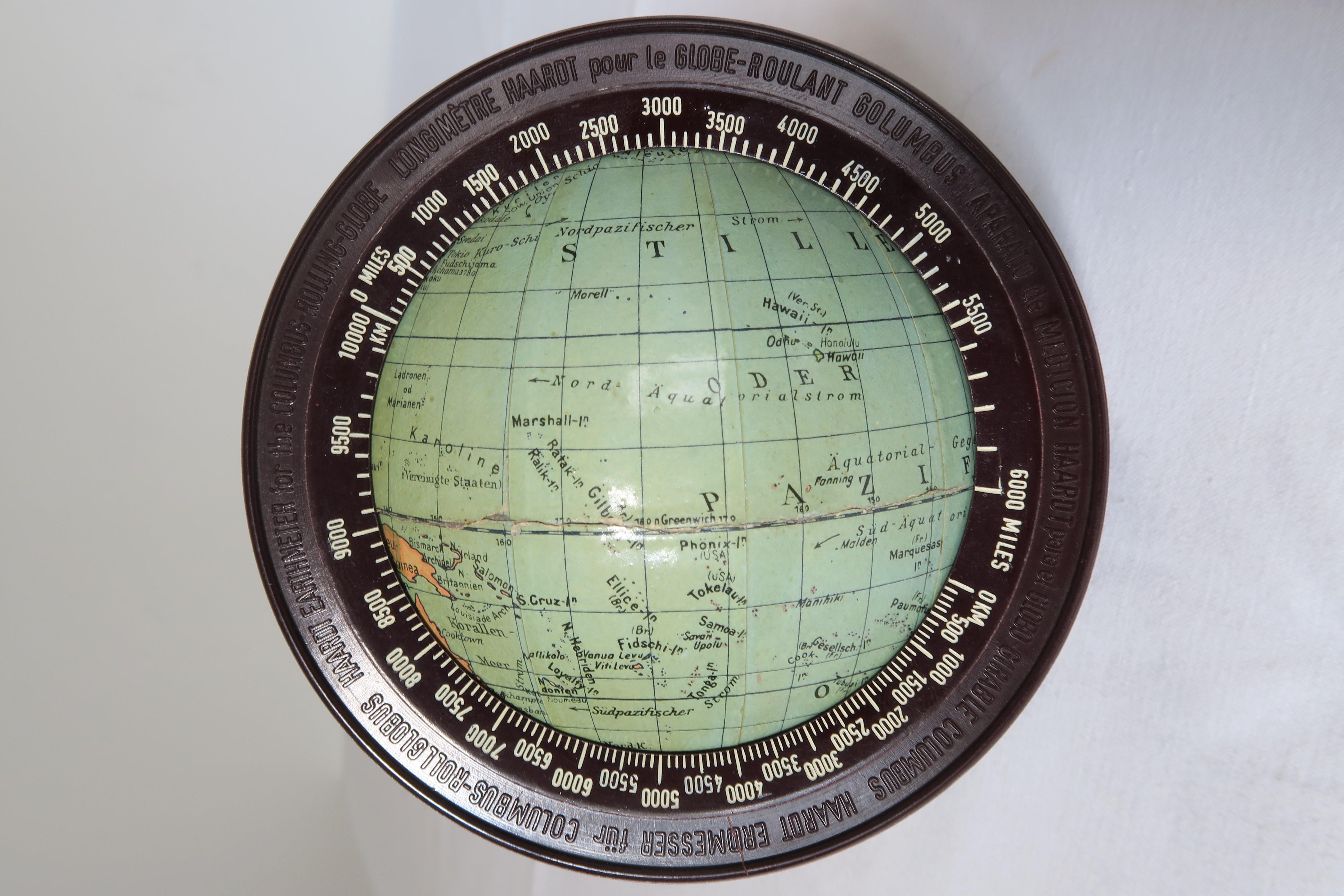 20th Century Rollglobus 'Rollable Globe' by Austrian Geographer Robert Haardt For Sale